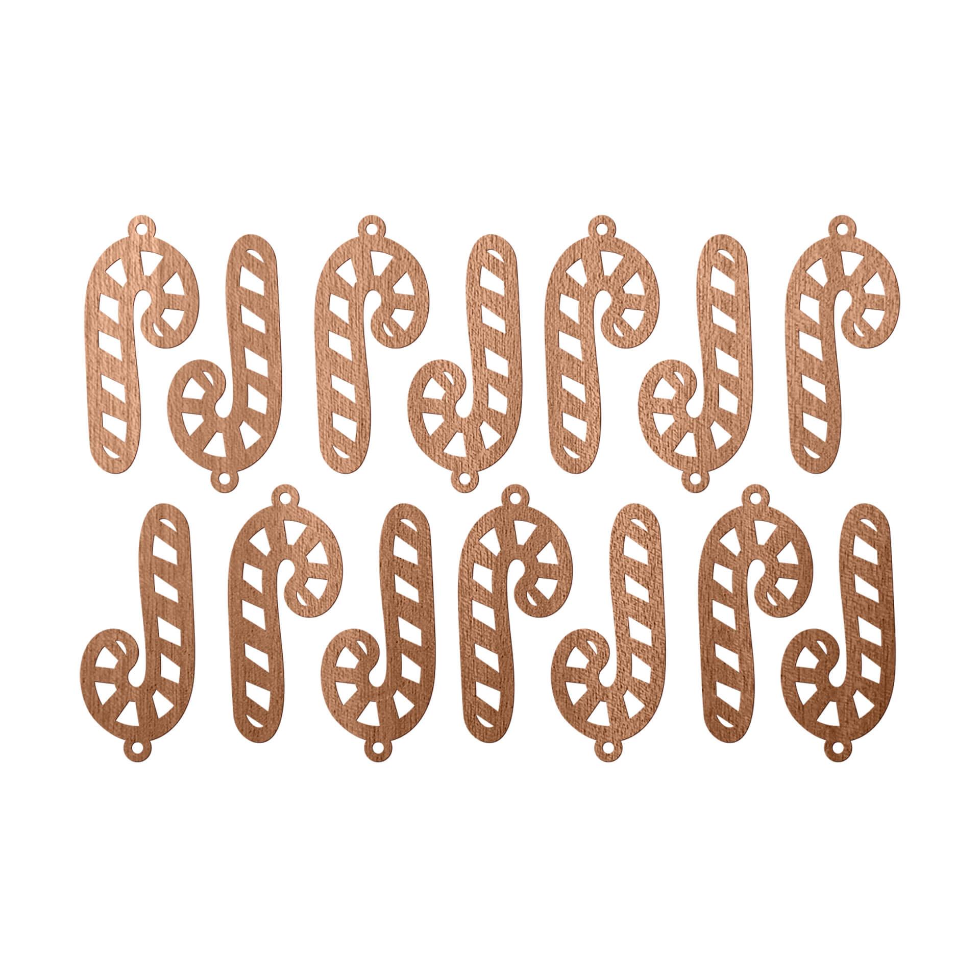 Decoración en madera de Navidad - Bastón de caramelo de madera de caoba (14 piezas)