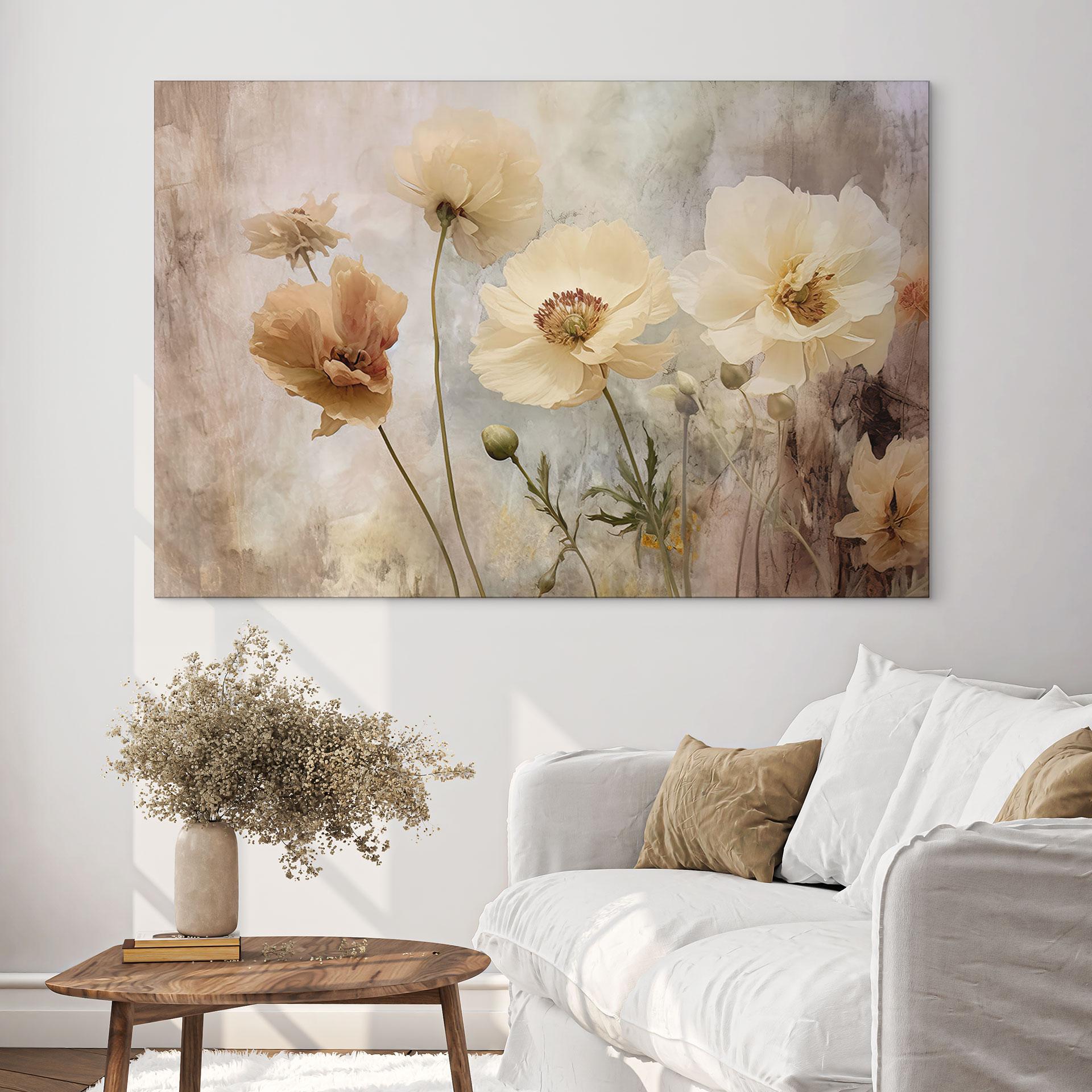 Wandbild Blumenpracht in warmen Pastelltönen - Paksoylu - Alu-Dibond