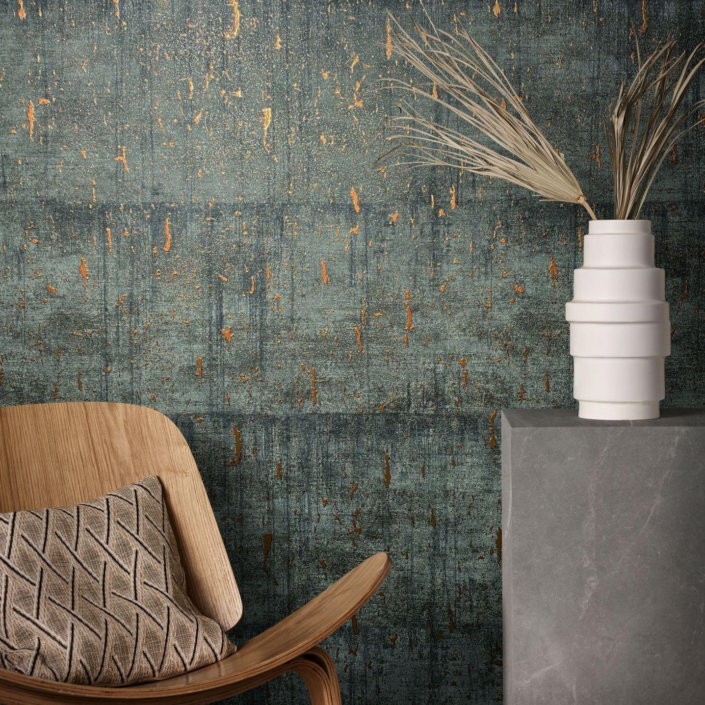 Ikke-vævet tapet med blank antracitstruktur i betonlook