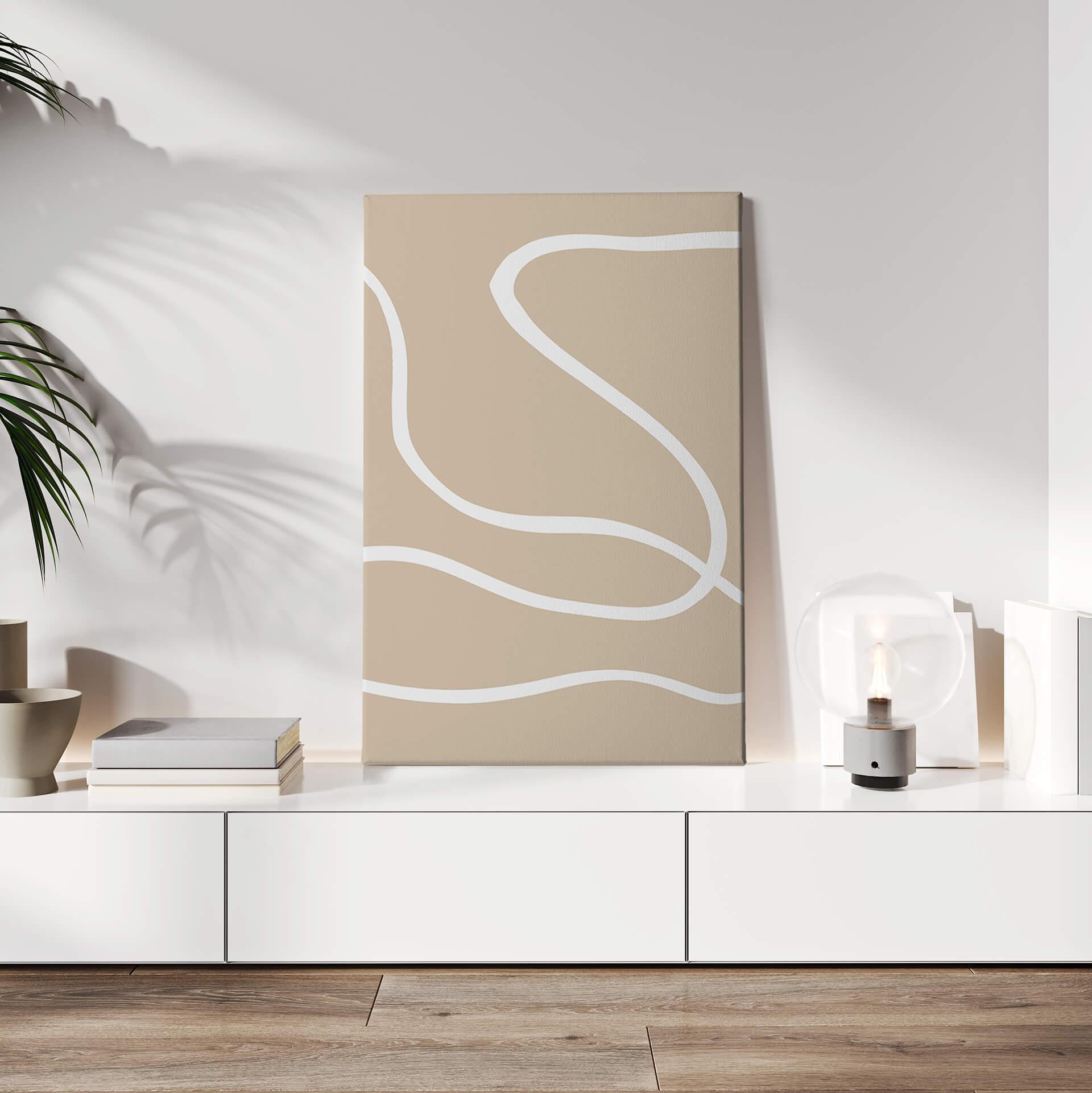 Leinwandbild 1X Studio - Weiße Pinselstriche auf Beige