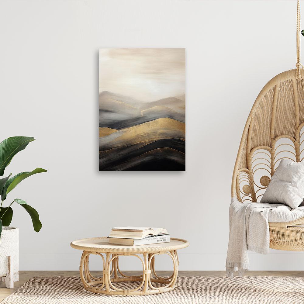 Canvasbillede, Beige boho-bjerge