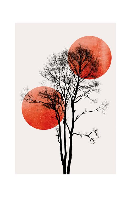 Kunstplakat Kubistika - Sol og måne gemmer sig, plakat (40 x 60 cm)