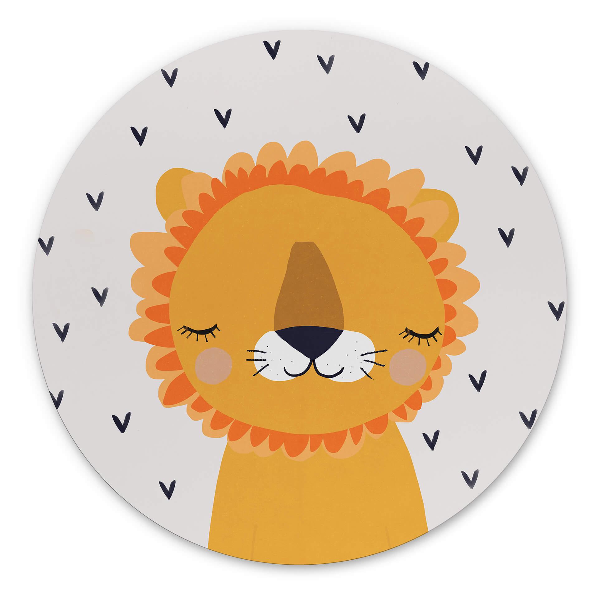 Vægcirkel Treechild - Little Lion – print på aluminium (Alu-Dibond)