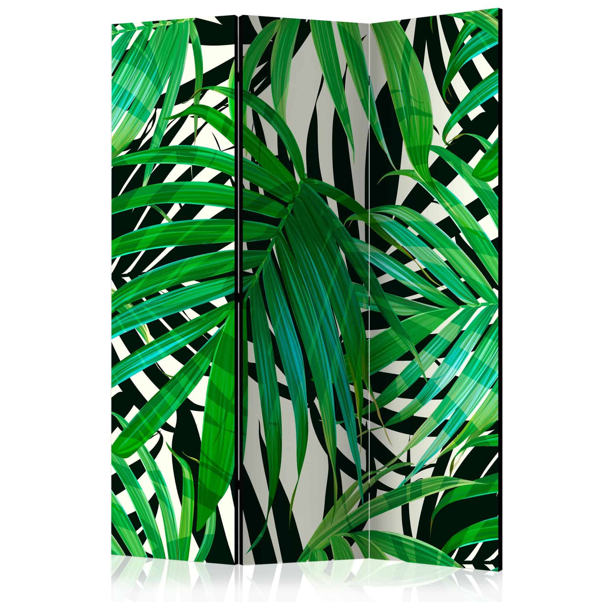 Screen room divider - Tropiske blade, 3-delt