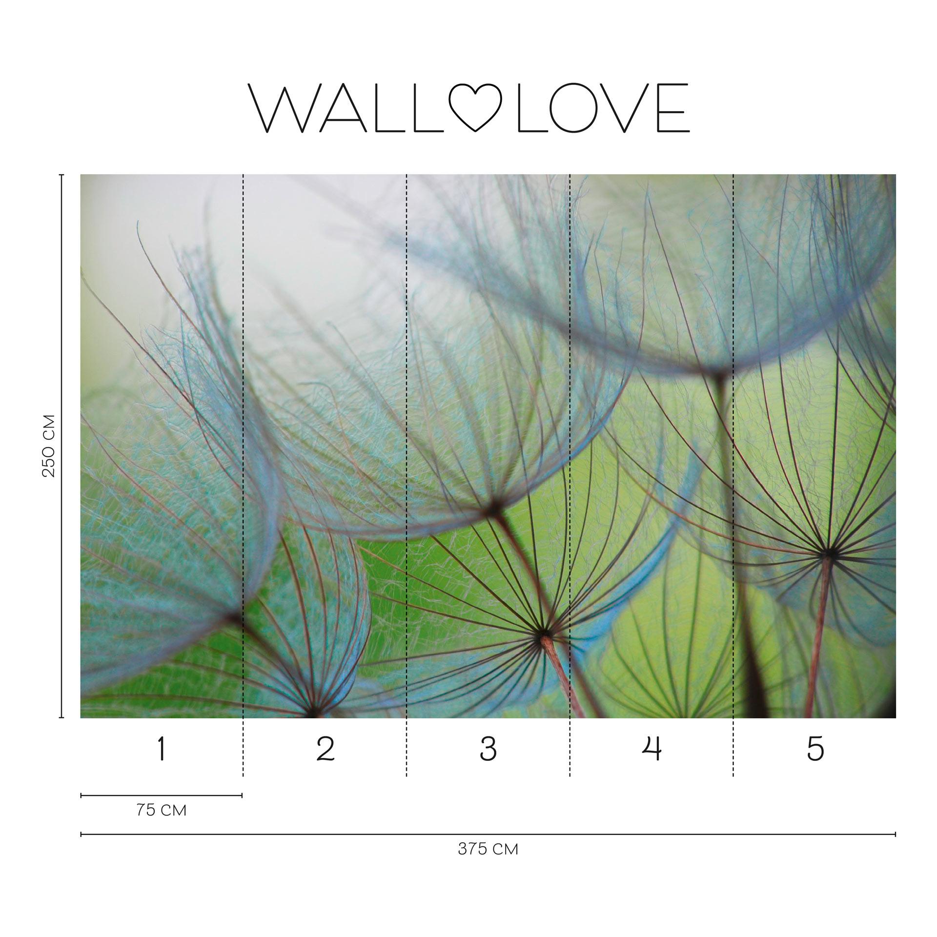 Fotobehang Vliesbehang groen blauw 3,75 m x 2,50 m natuurmotief delicaat