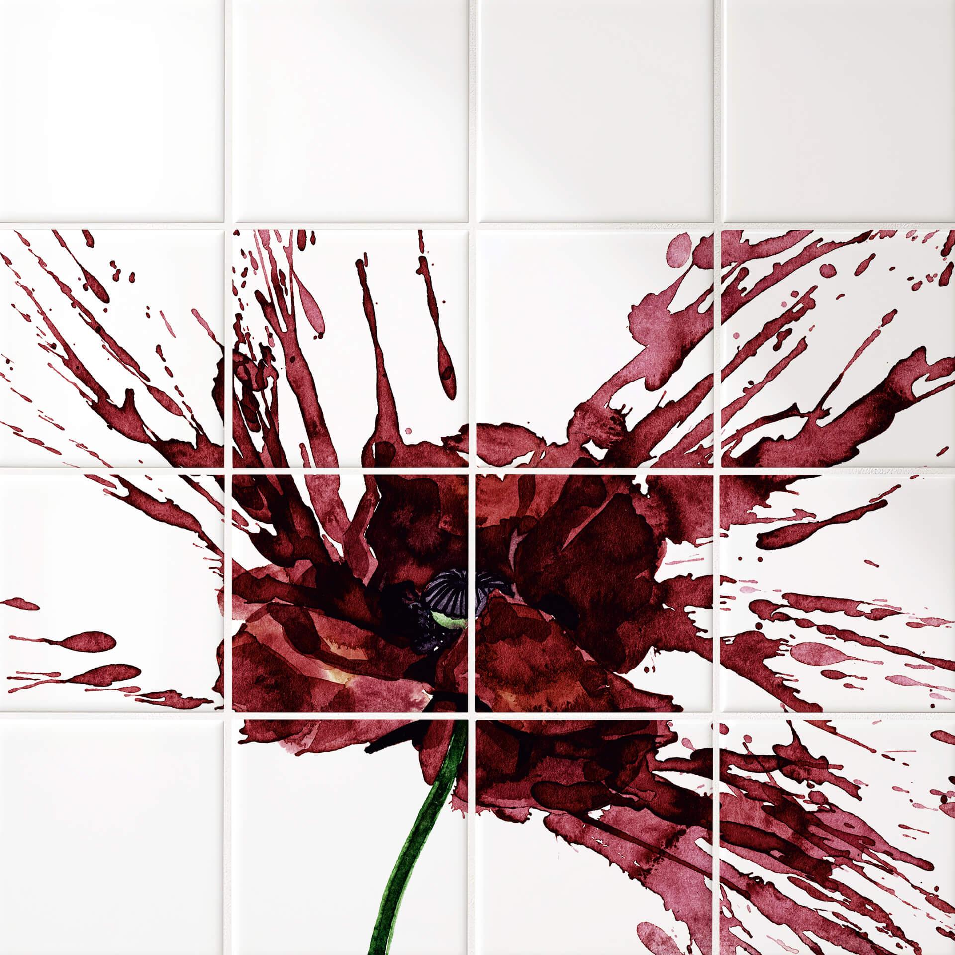Azulejos Adhesivos Amapola Roja - lote de 12