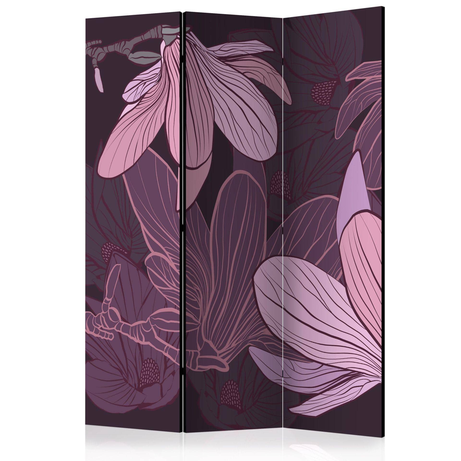 Screen room divider - Drømmende blomster, 3-delt