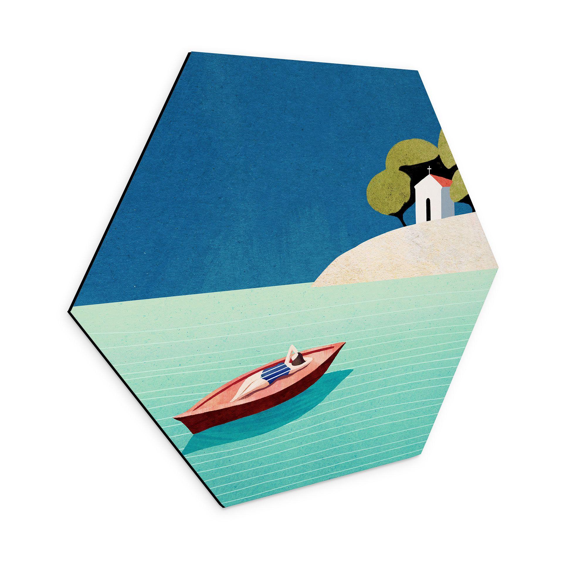 Hexagon Dibond Siesta om sommeren - Rivers