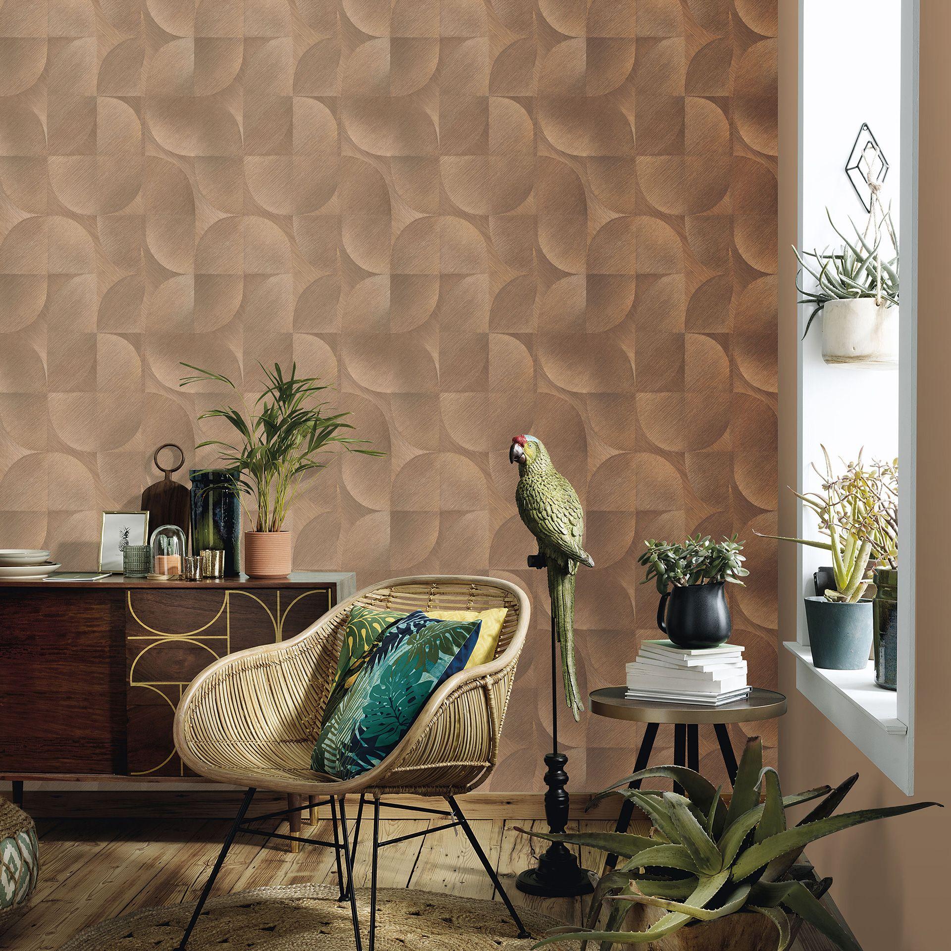 3D-tapet, retro-mønstret tapet, Erismann Martinique brun non-woven tapet
