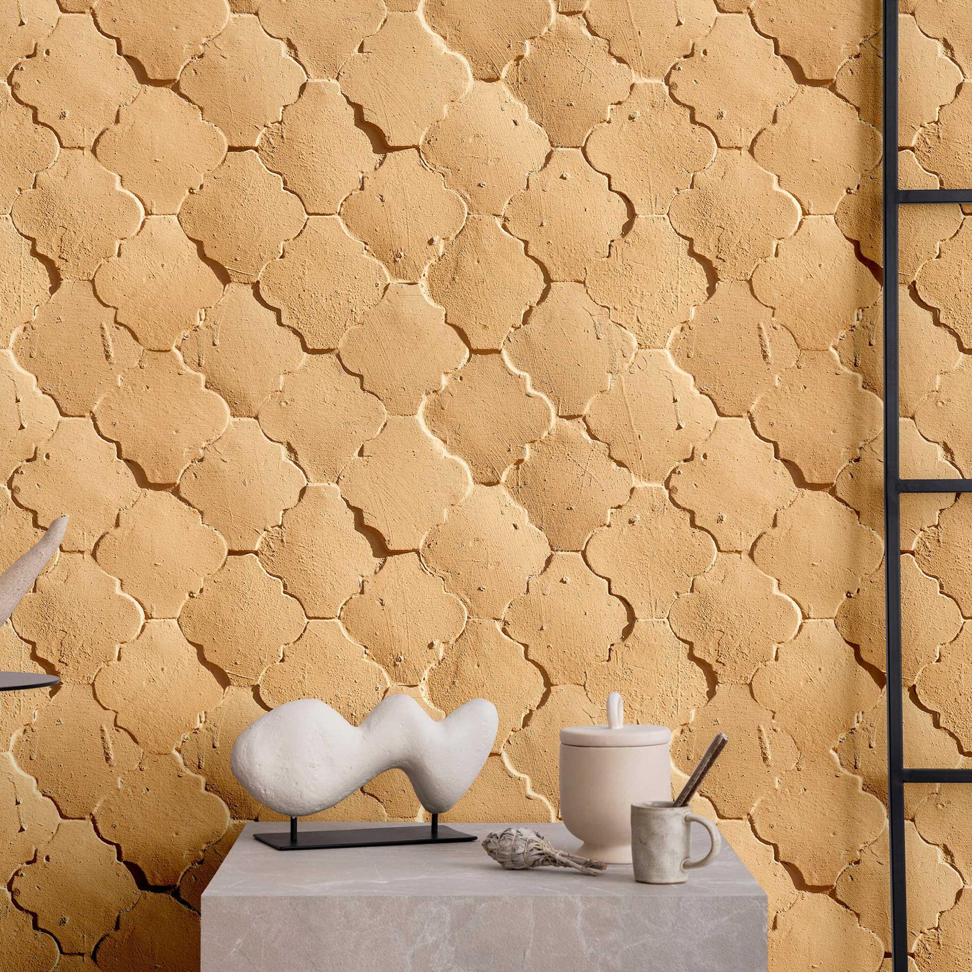 Tekstureret marokkansk tapet - beige tone i tone-mønster