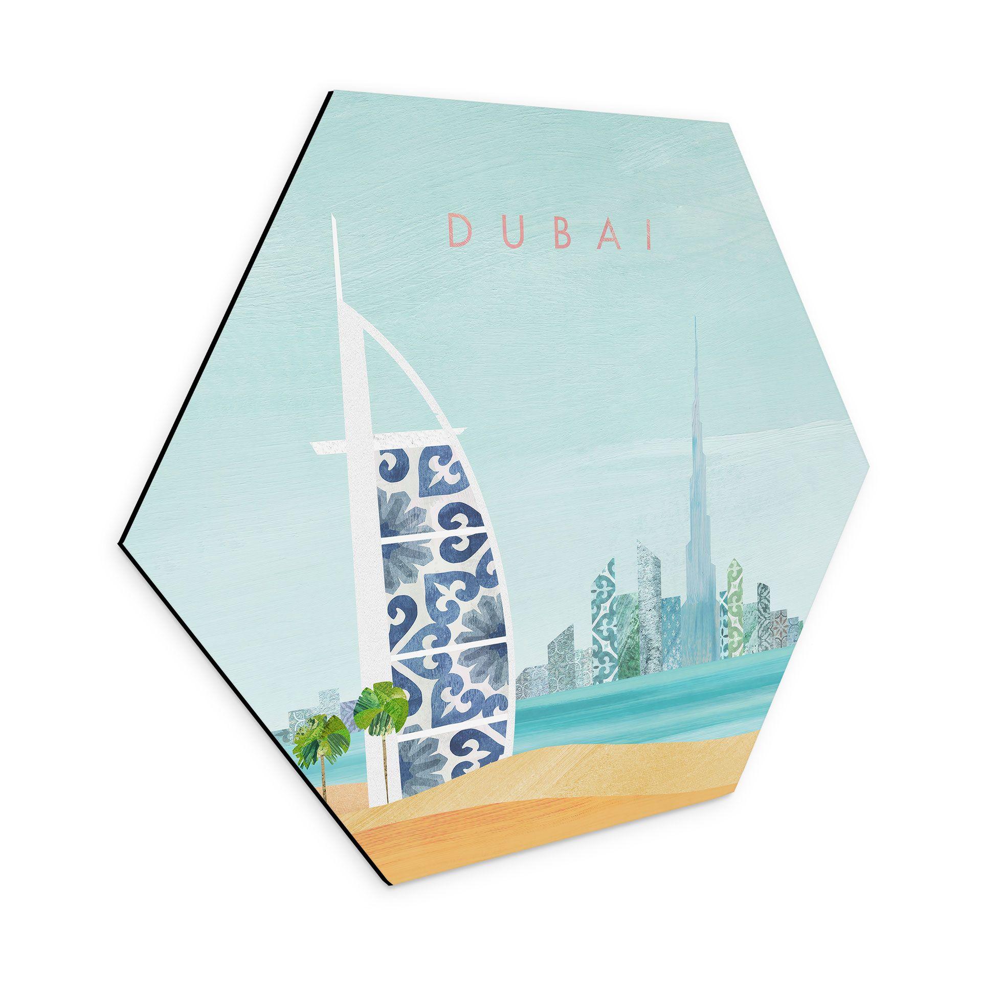 Zeshoek Wanddecoratie Dubai Strand - Burj Al Arab - Rivers - Alu-Dibond