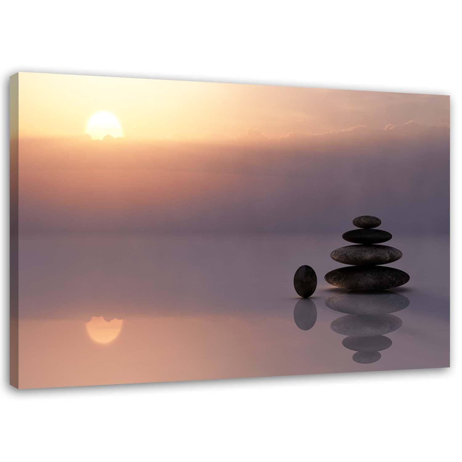 Canvasbillede, Zen-sten ved havet