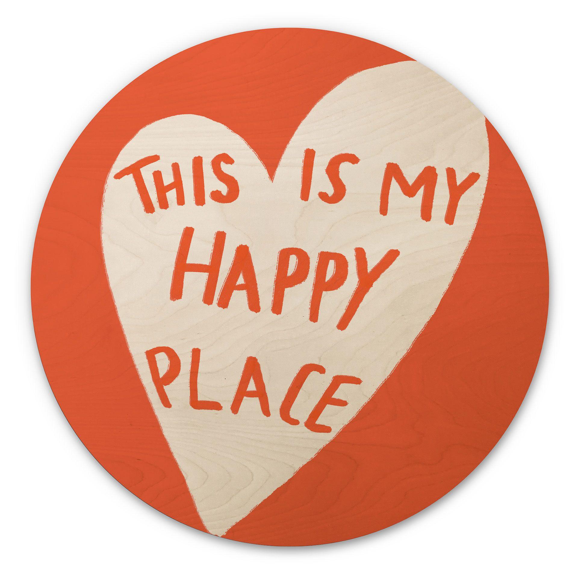 Cuadro de madera This is my happy place with heart - Fritsch - Redondo