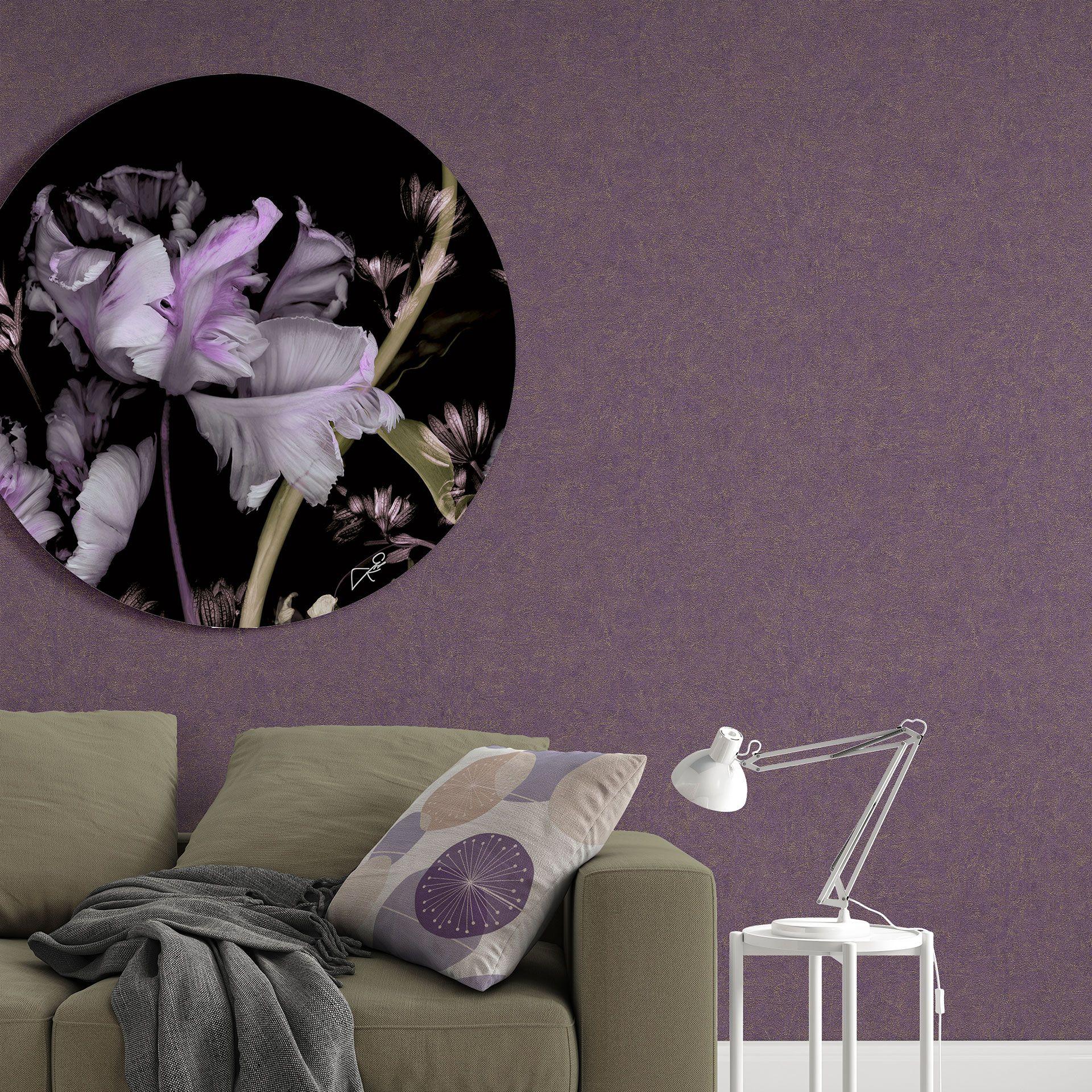 Glasbild Lila Blumen - Guido Maria Kretschmer Kollektion - Rund - Ø 70 cm