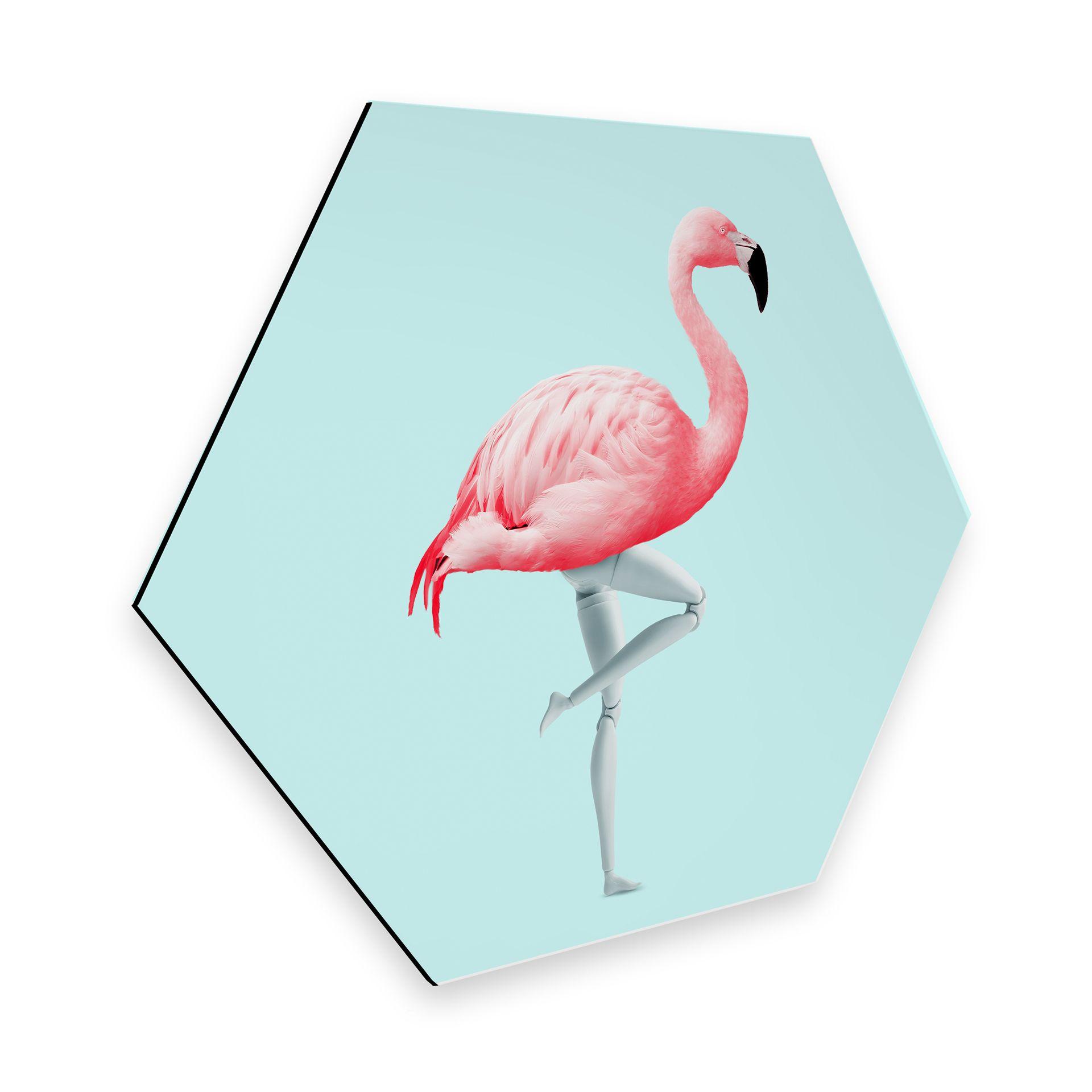 Hexagone - Alu-Dibond Loose -Mannequin flamant rose