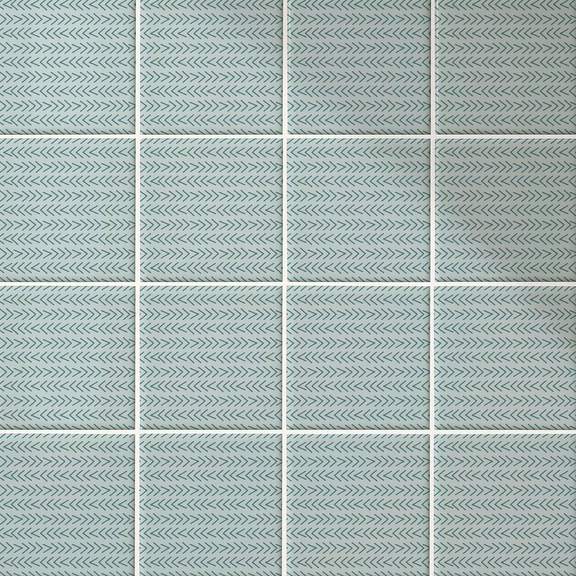 Azulejos Adhesivos Boho - espiga simple - azul-verde - lote de 12