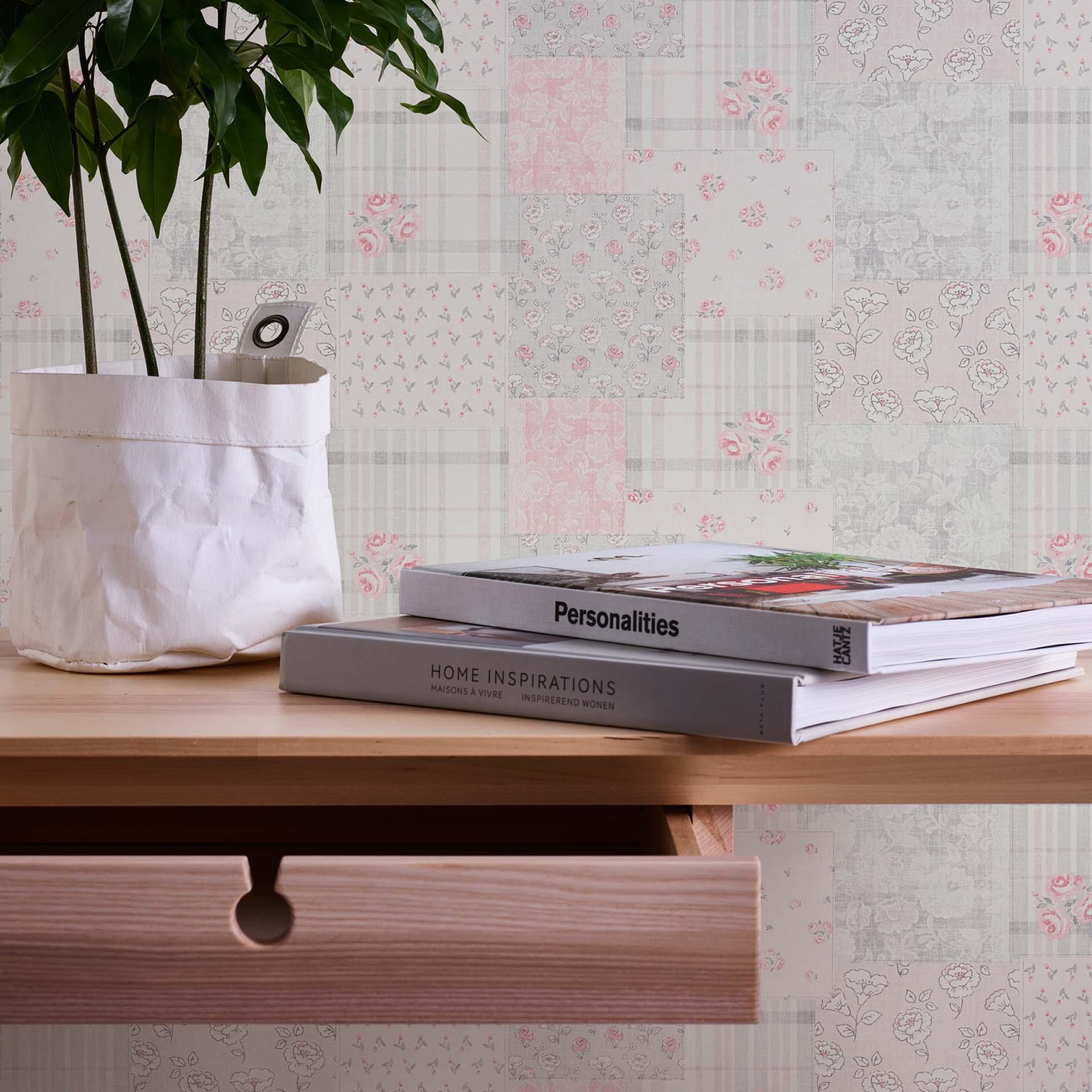 Papel pintado Floral gris rojizo - papel pintado no tejido Casa de campo A.S. Création - mate y ligeramente texturado