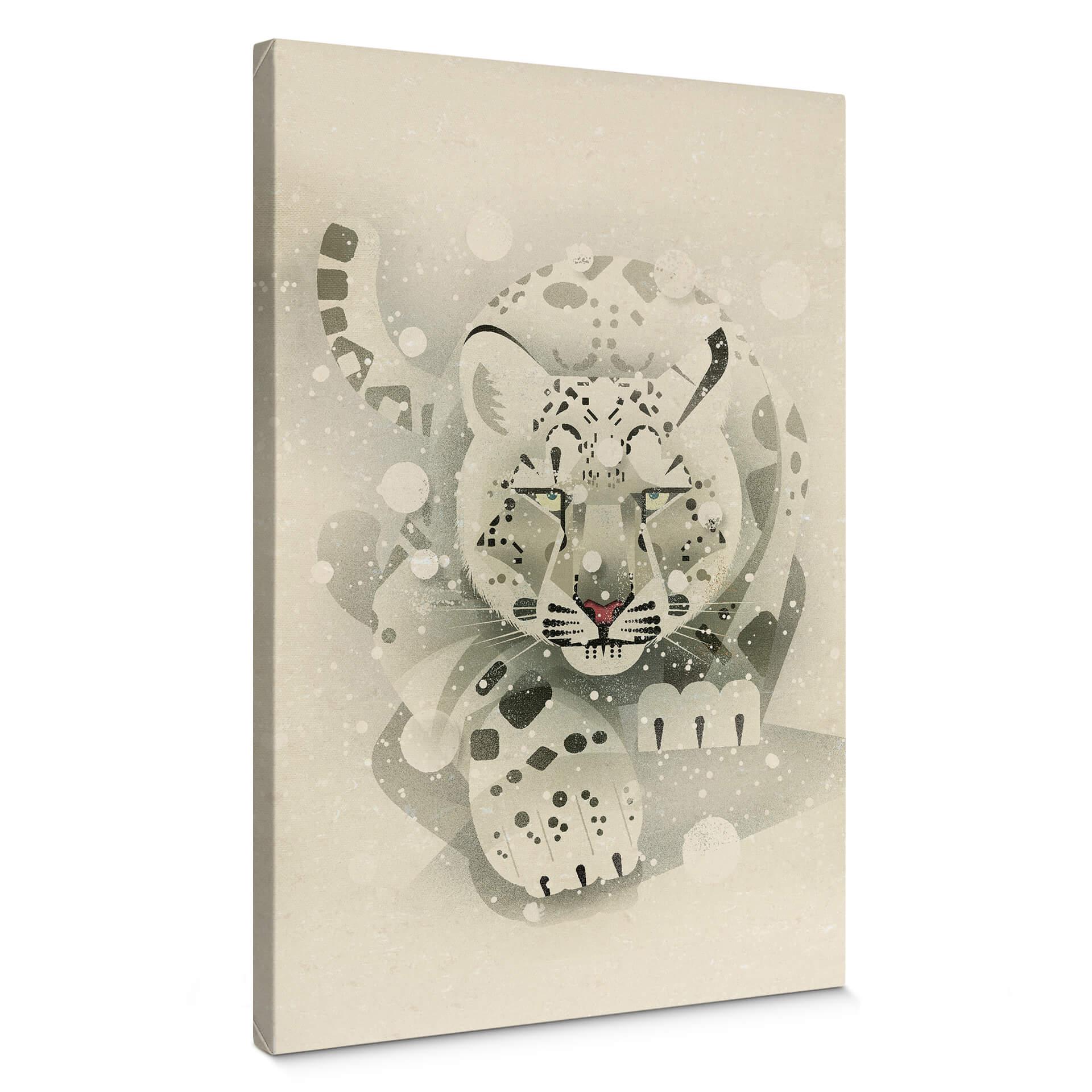 Cuadro lienzo marrón - Leopardo de las nieves