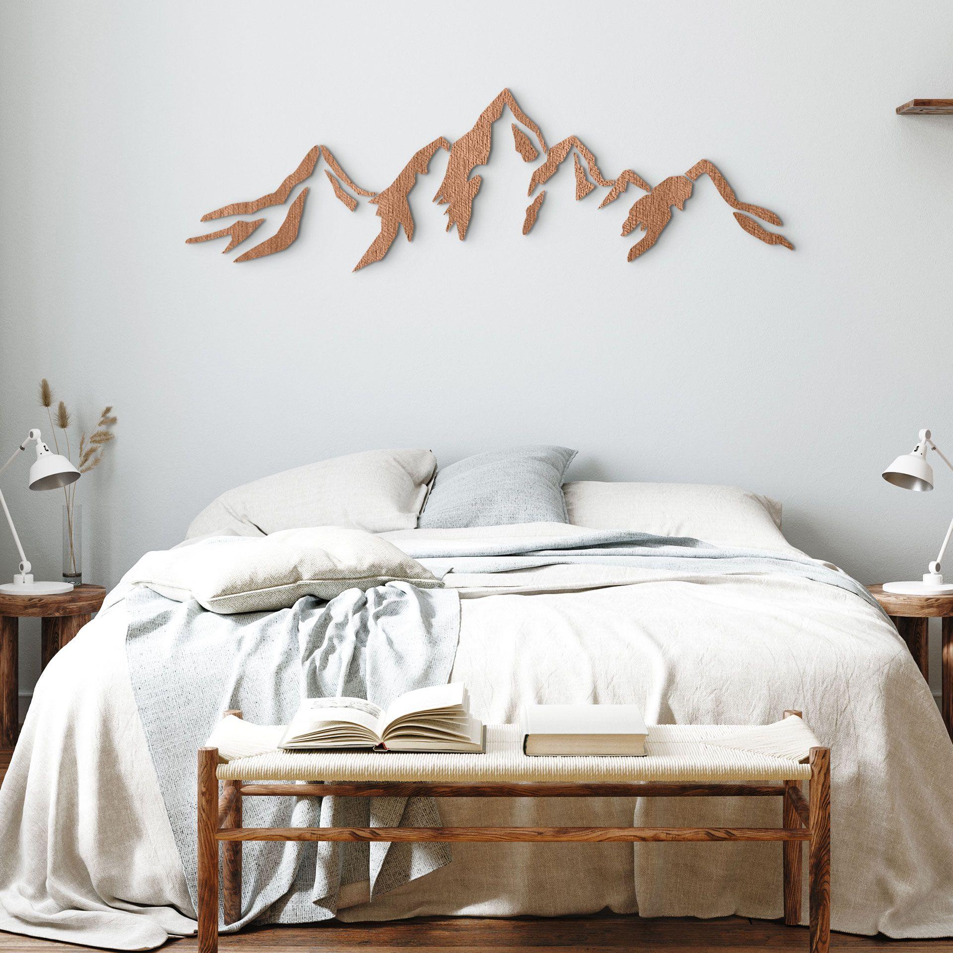 Décoration en bois placage acajou - Puzzle de montagne