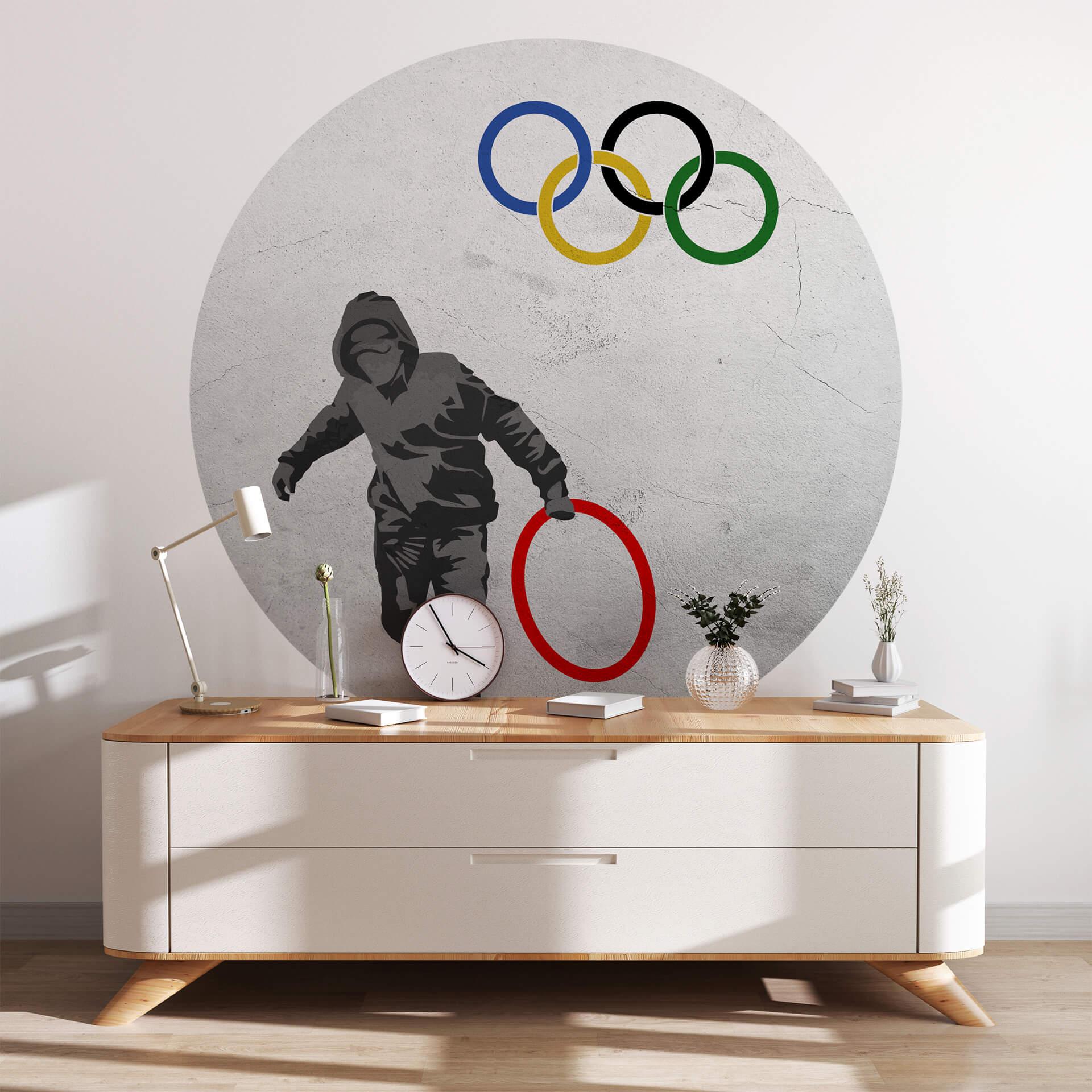 Fototapet - Rundt Banksy - Olympics - vliesetapet/selvklæbende non-woven tapet