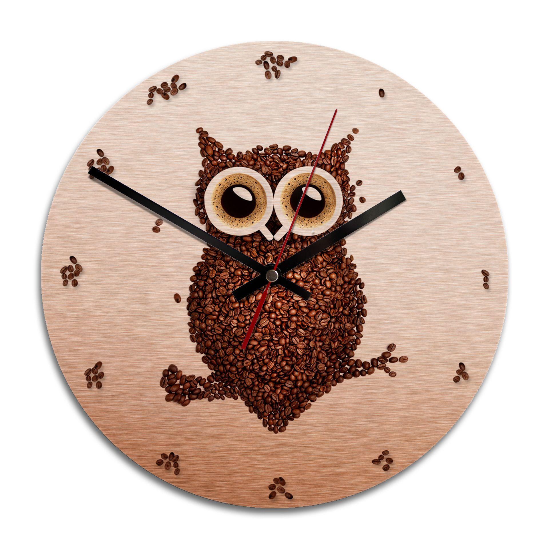 Wandklok Alu-Dibond met Kopereffect Koffieuiltje