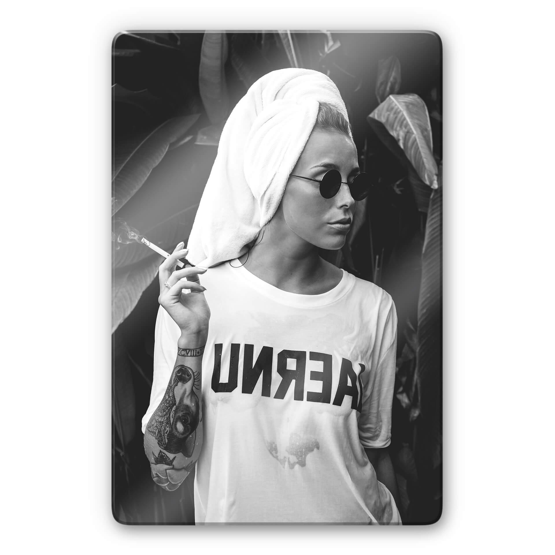 Tableau en verre Unreal Coolness - Noir et blanc