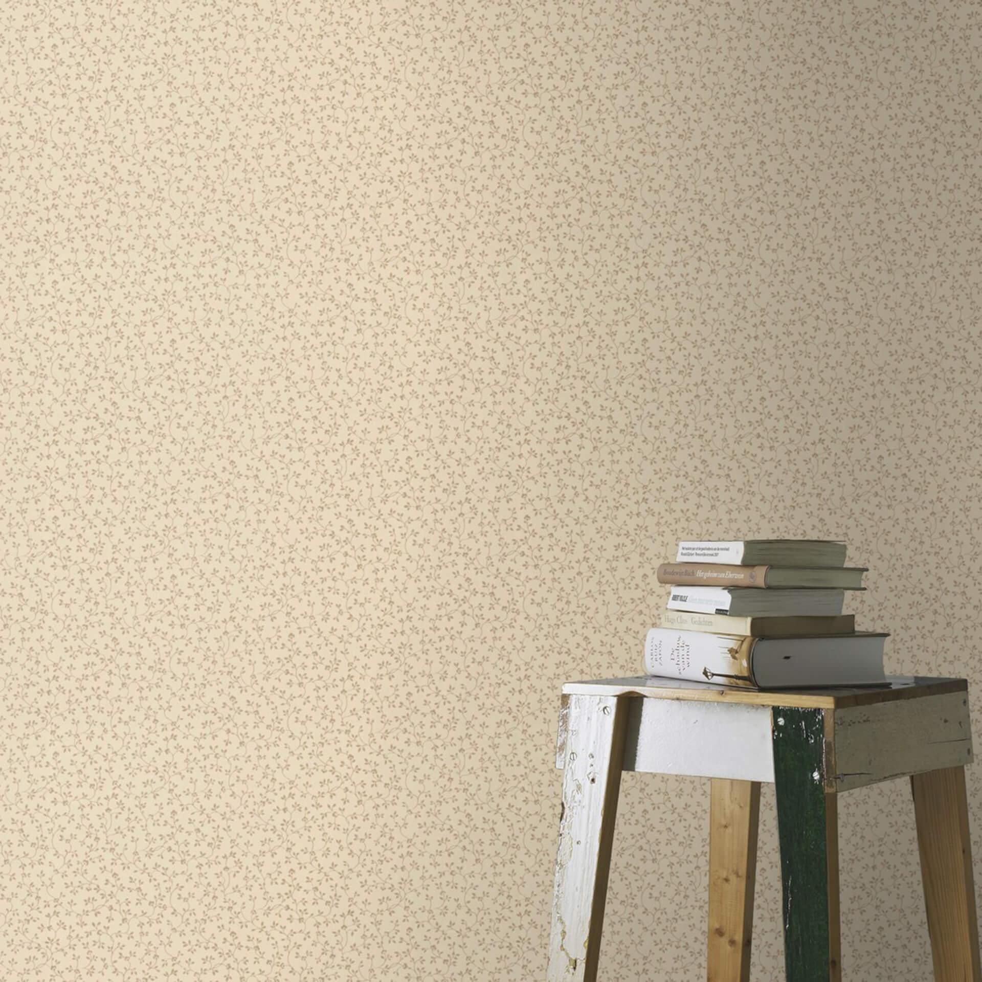 Papier peint intissé Rasch, papier peint à motifs Sophia beige clair