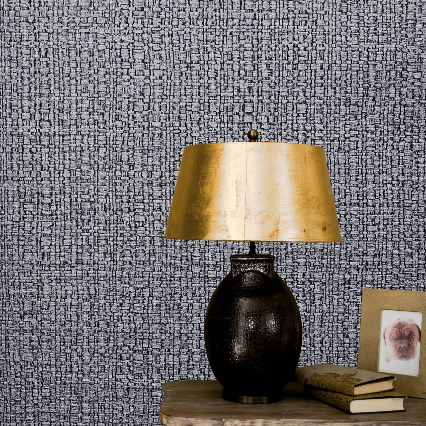 Vinyltapet, non-woven vintage deluxe antracit, sølv