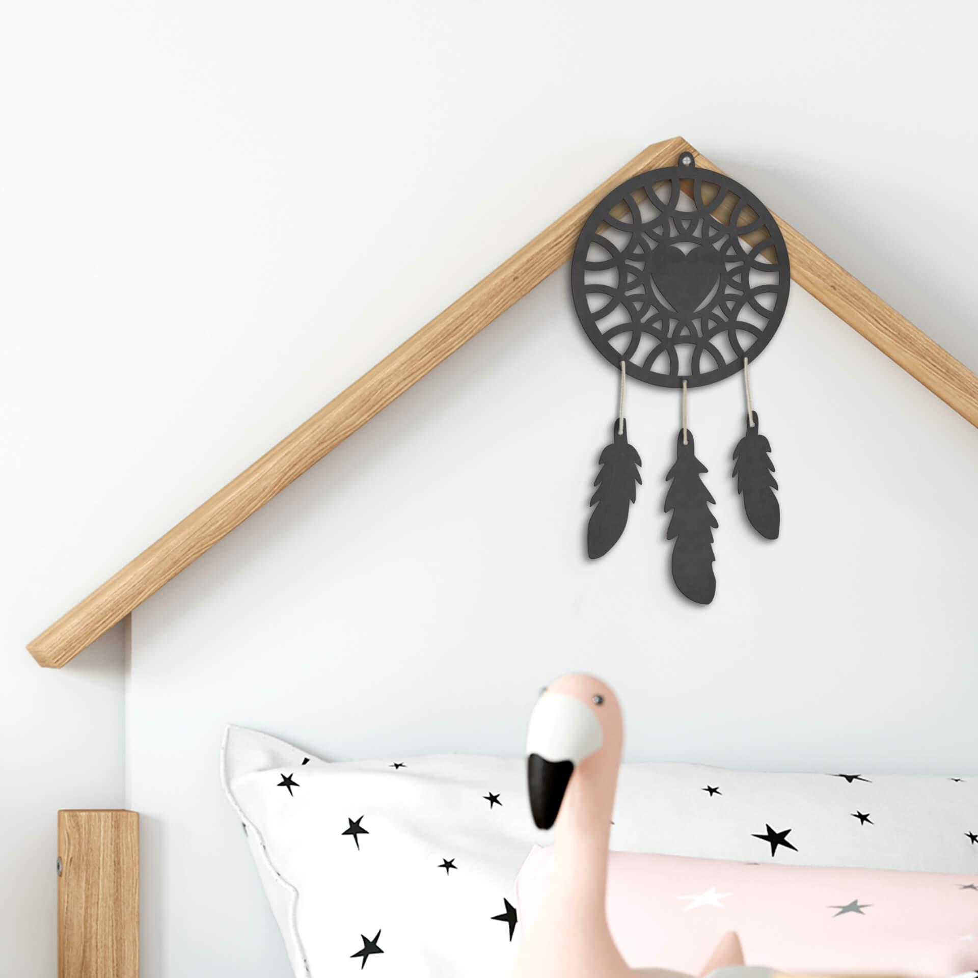 MDF - Decoración en madera - Atrapasueños corazón (4 piezas)