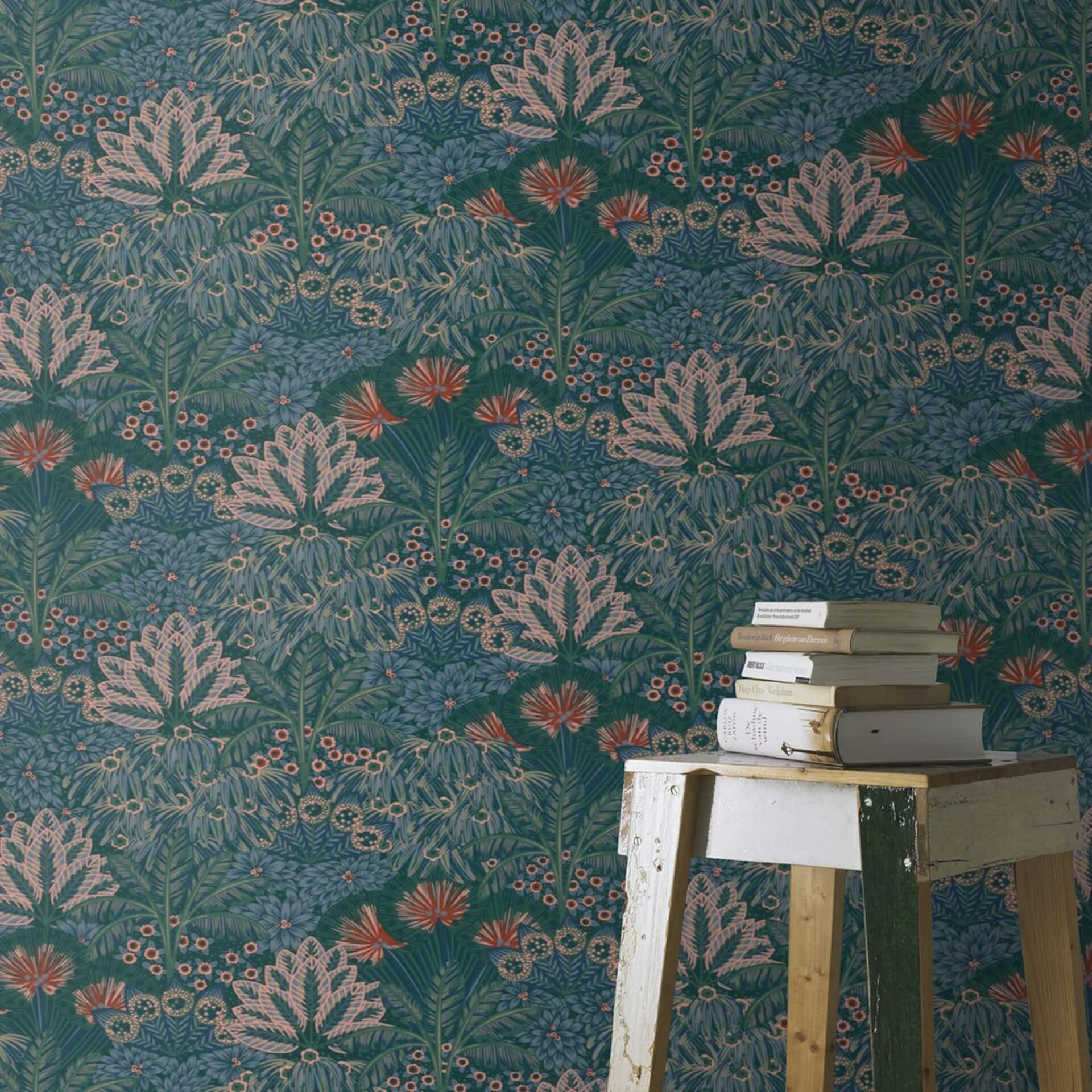 Rasch papier peint intissé, papier peint à motifs Sophia bleu gris