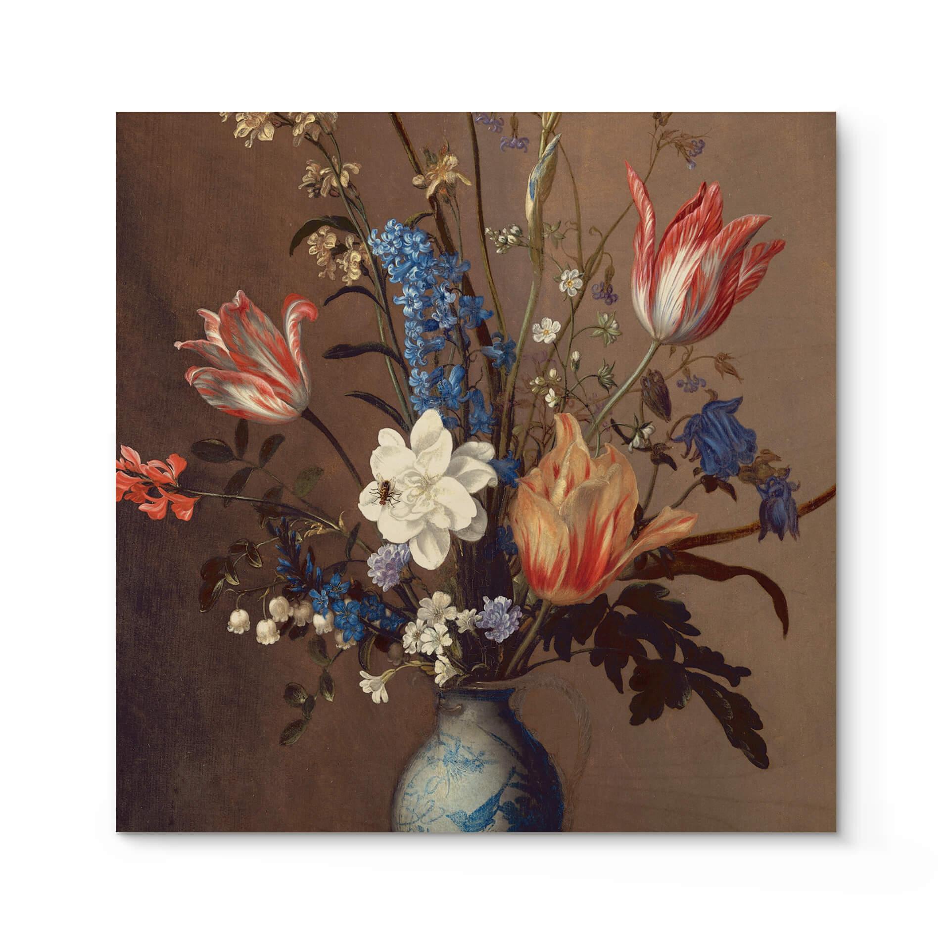 Cuadro de madera Van der Ast - Flores en un jarrón Wan-Li - Cuadrado