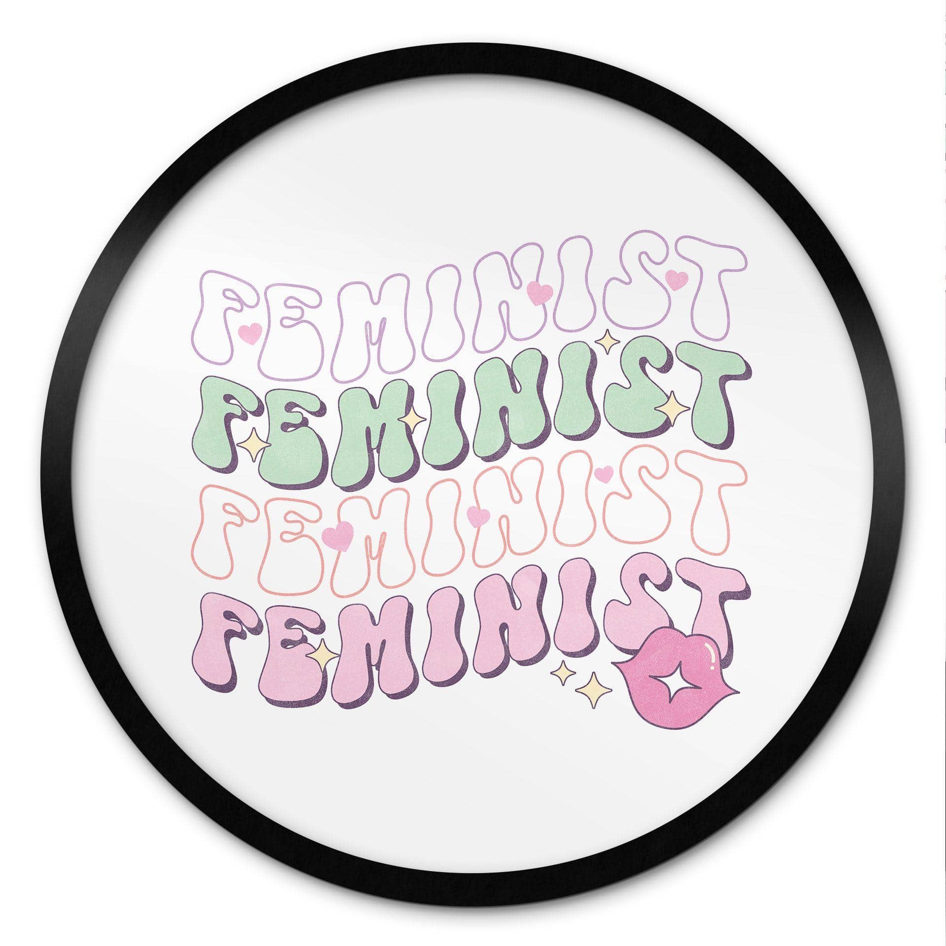 Póster Feminista Beso Boca Pop Art - Redondo