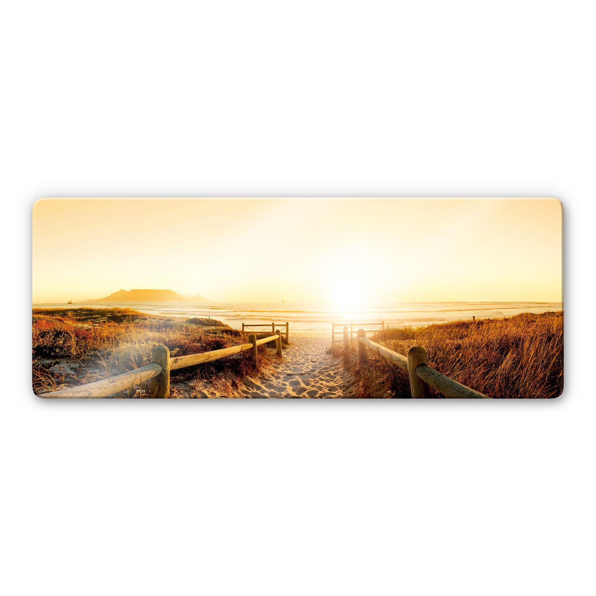 Tableau en verre - Coucher du soleil sur la mer - Panorama