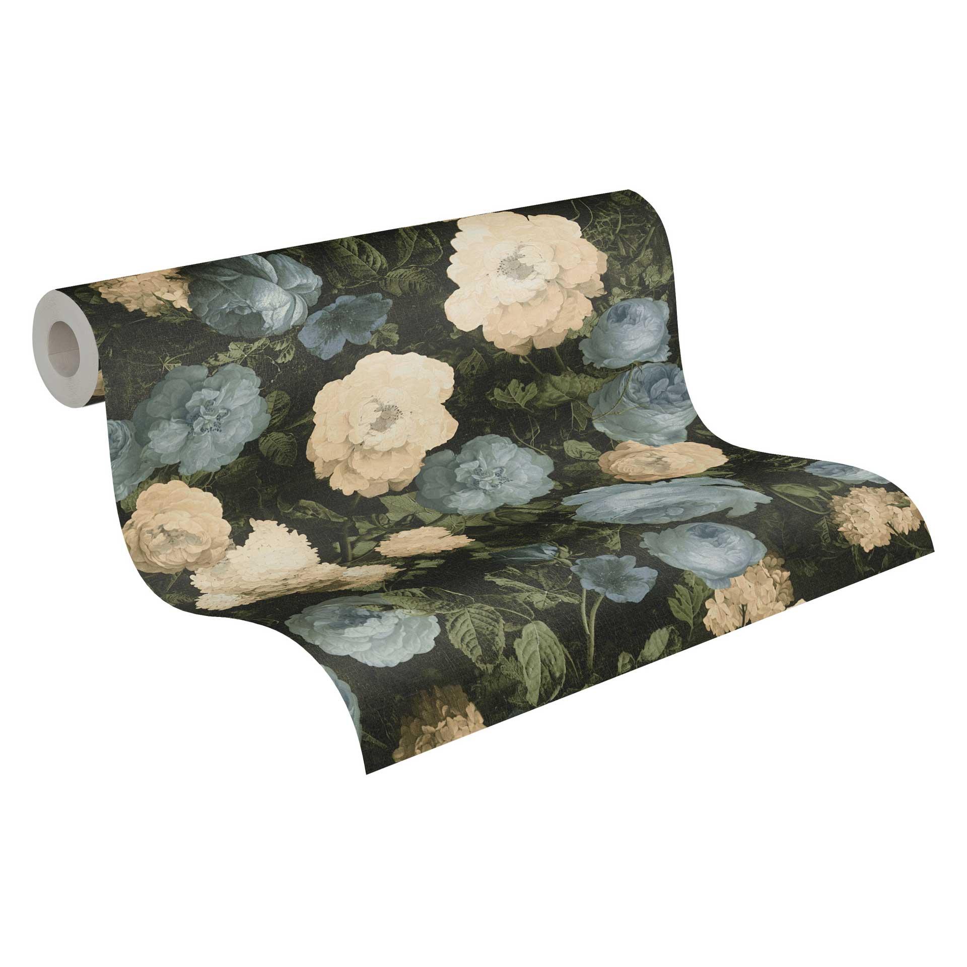 A.S. Création History of Art Papier peint floral Bleu, Vert, Crème 