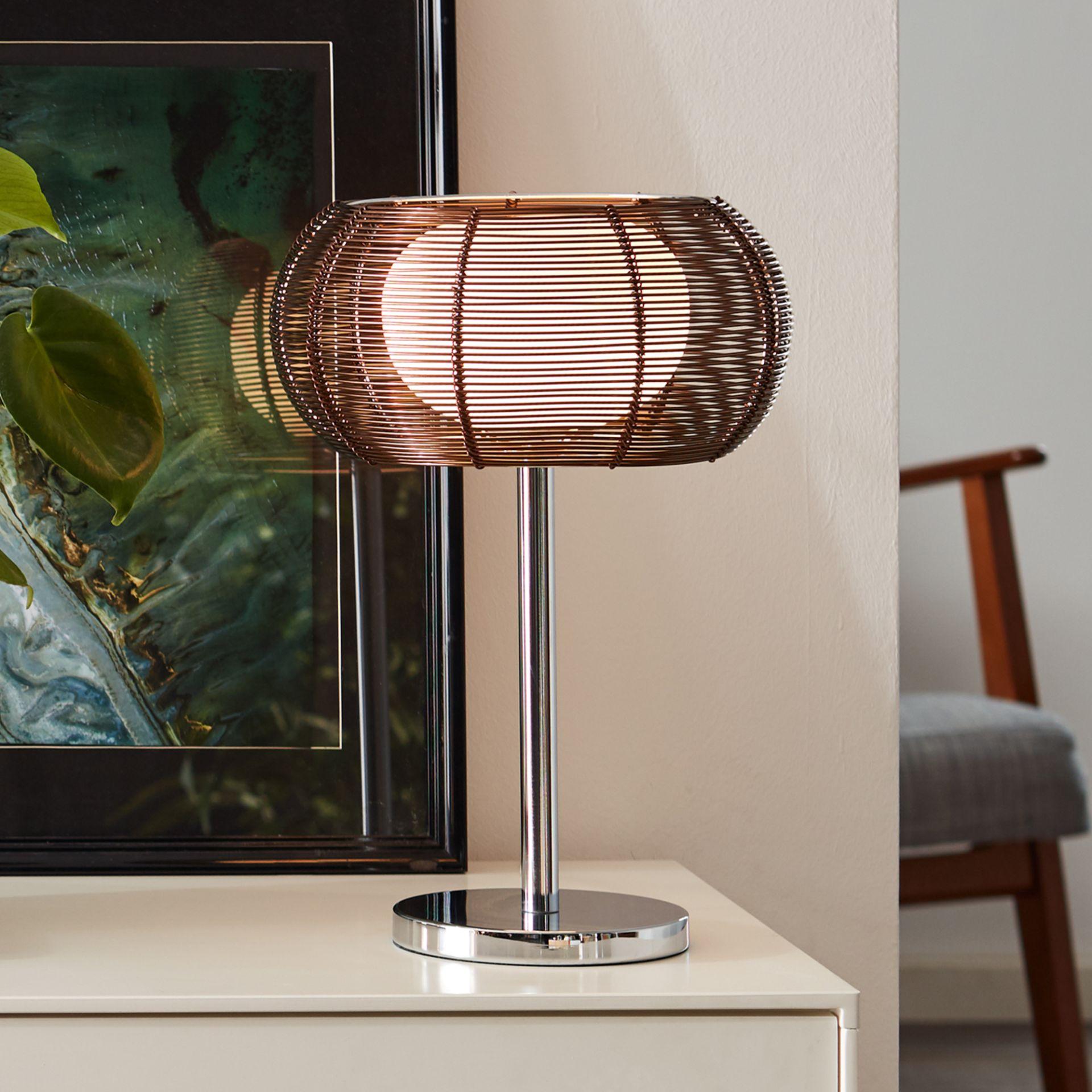 Tischleuchte Maxime, braun, 39 x 26 cm, Glas Nachttischlampe, dimmbar