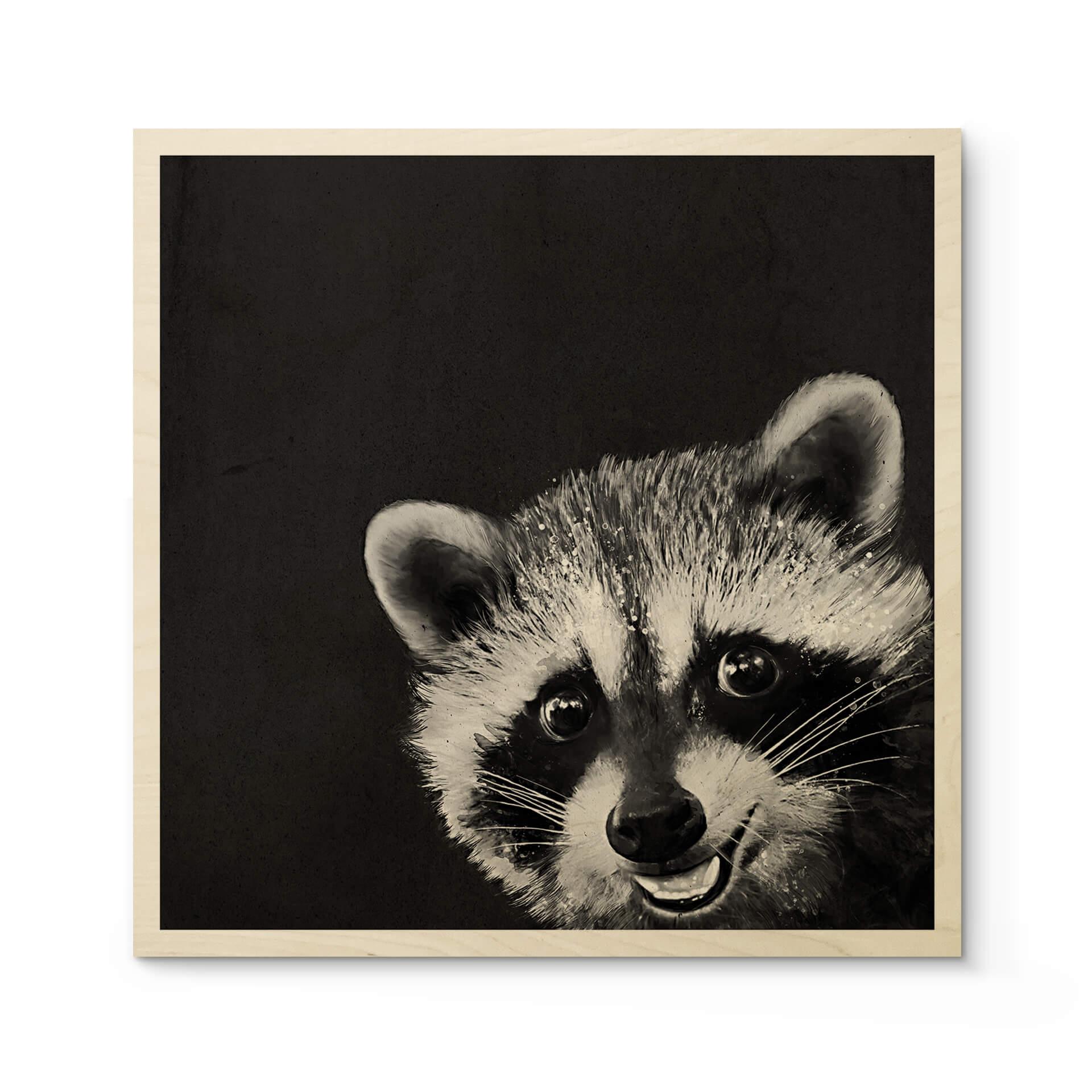 Cuadro de madera Graves - Racoon - Cuadrado