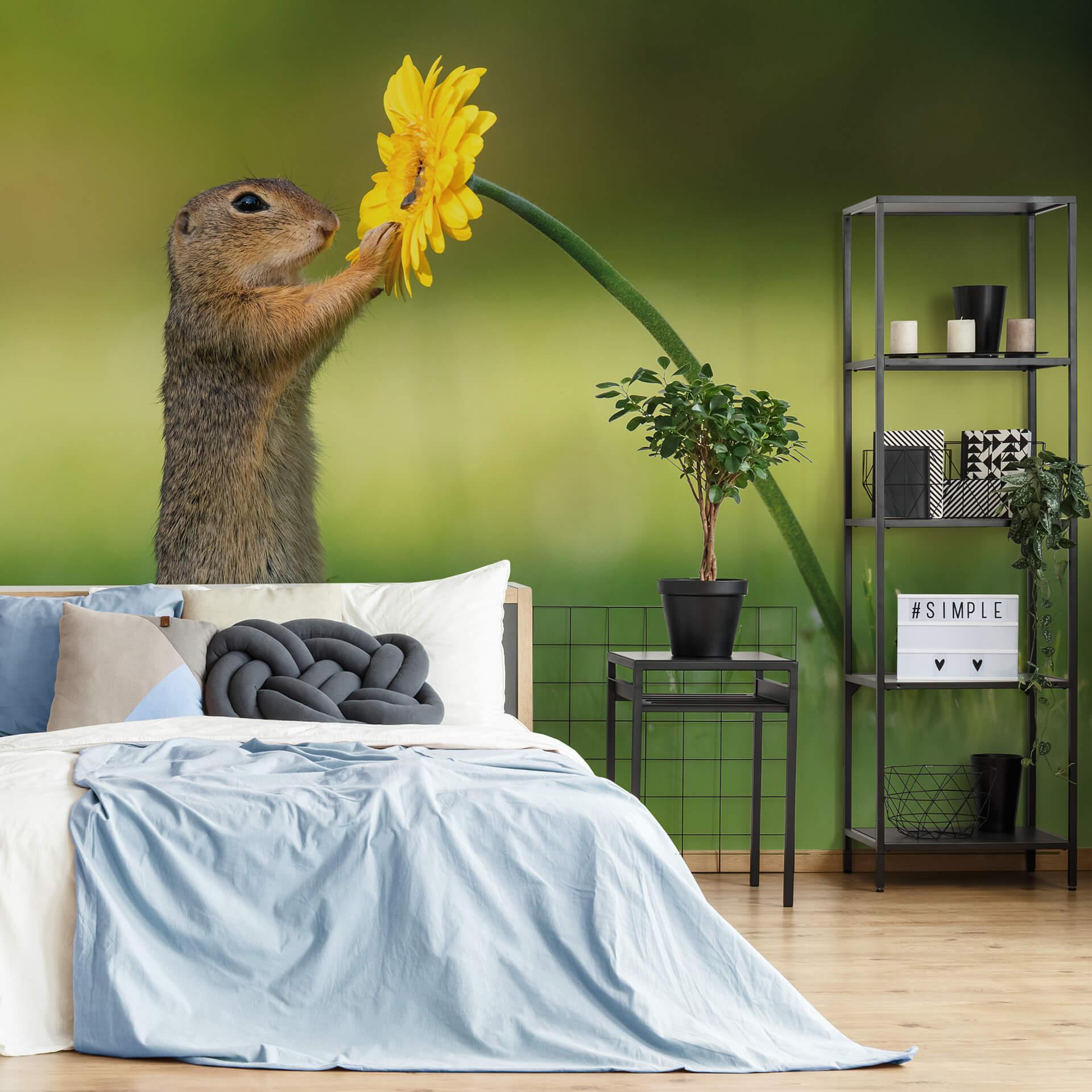 Fototapet - van Duijn - Egern med blomst