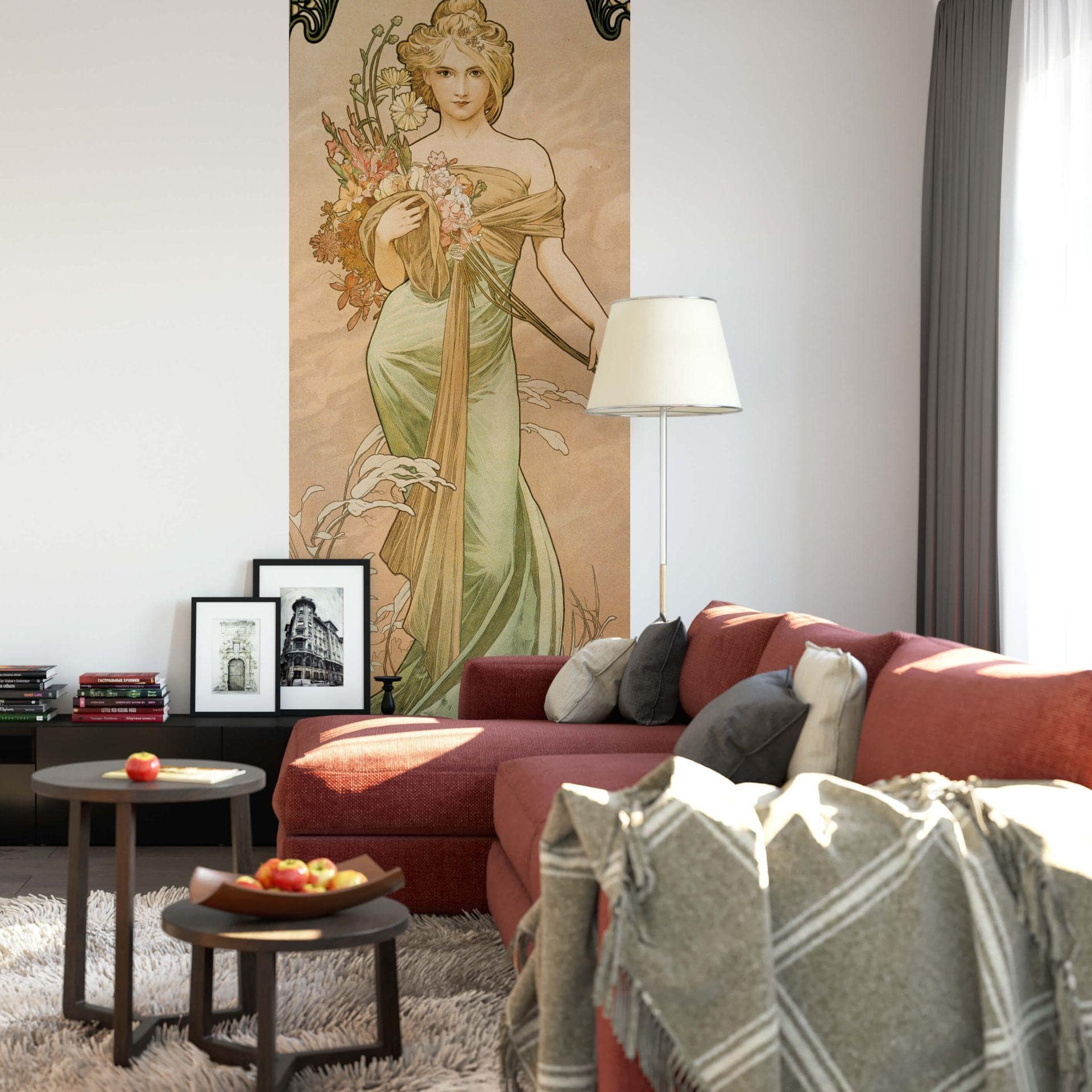 Papier peint photo Mucha – Saisons : Le printemps- 96x260 cm