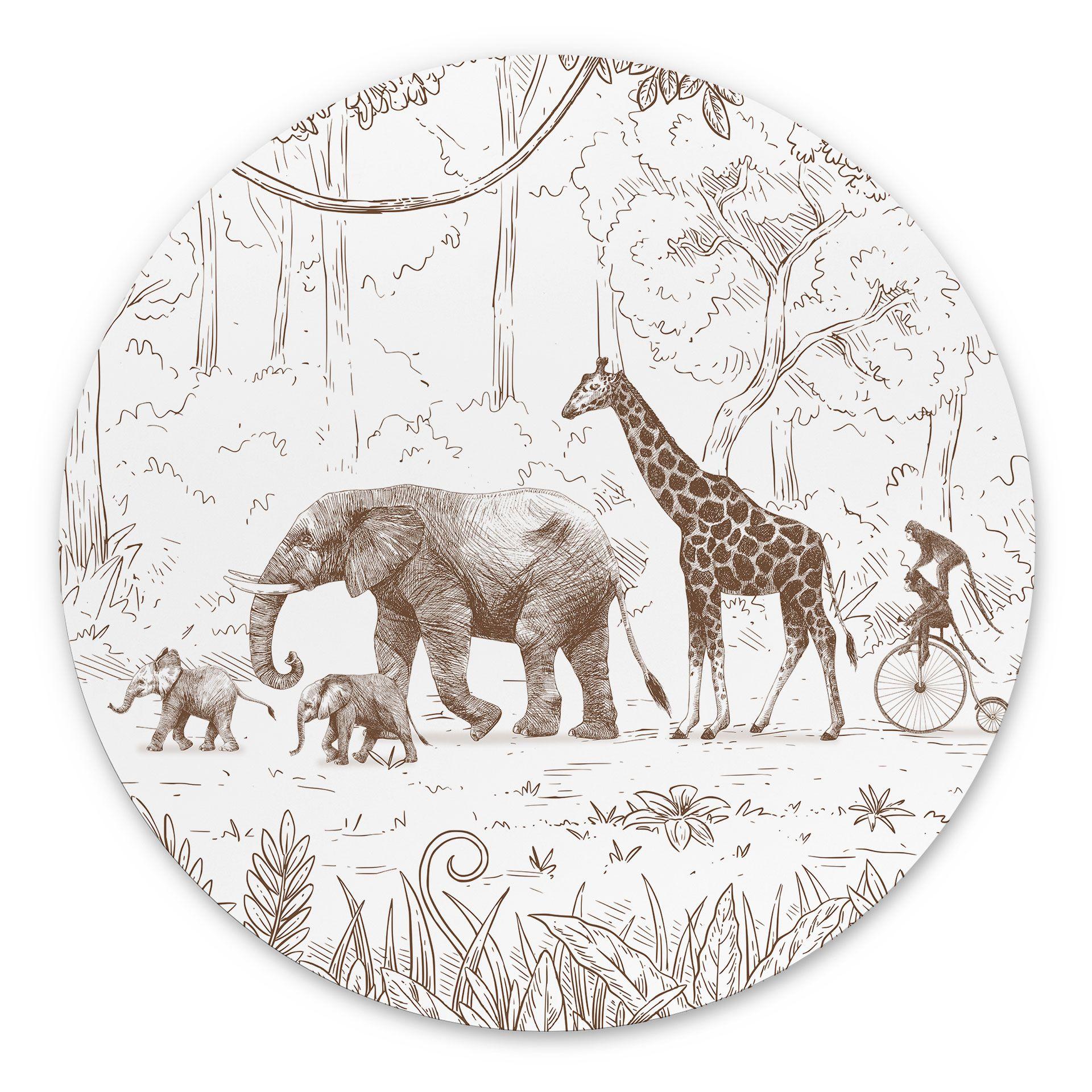 Dibond vægdekoration Jungleparade med dyr - Kikki Belle – print på aluminium (Alu-Dibond)