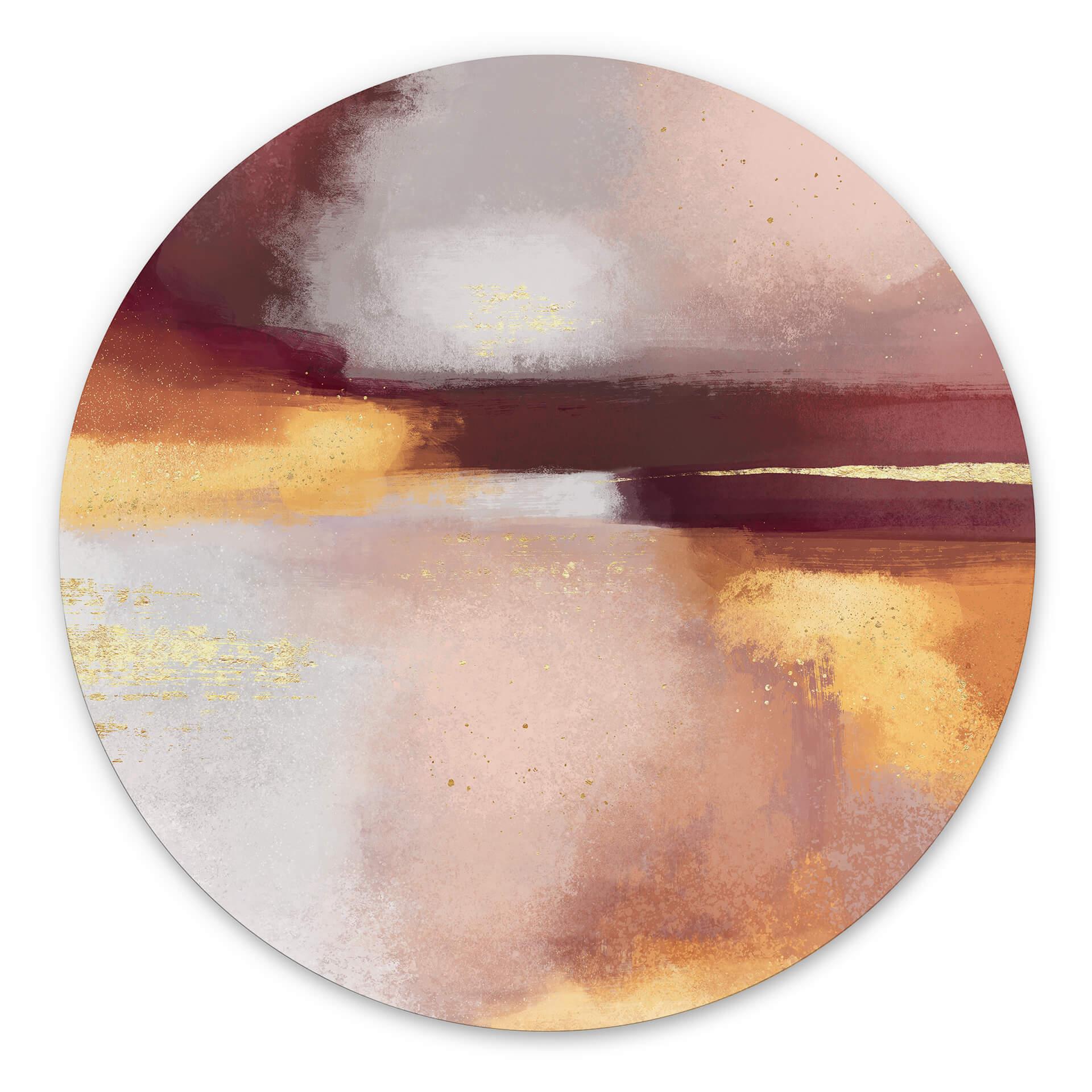 Tableau sur alu-Dibond rond Fredriksson - Bourgogne et ambre