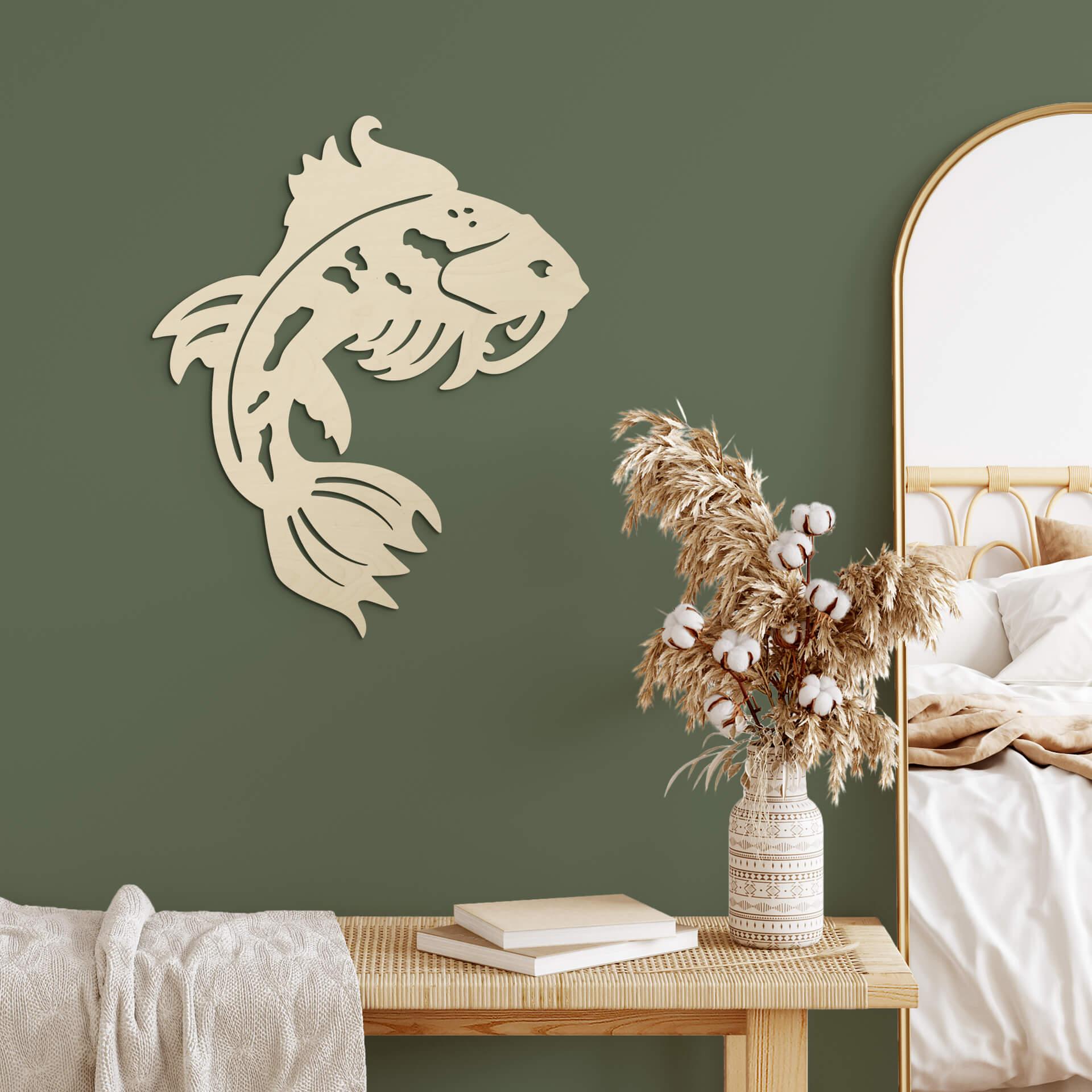 Decoración en madera de álamo - Koi japonés 