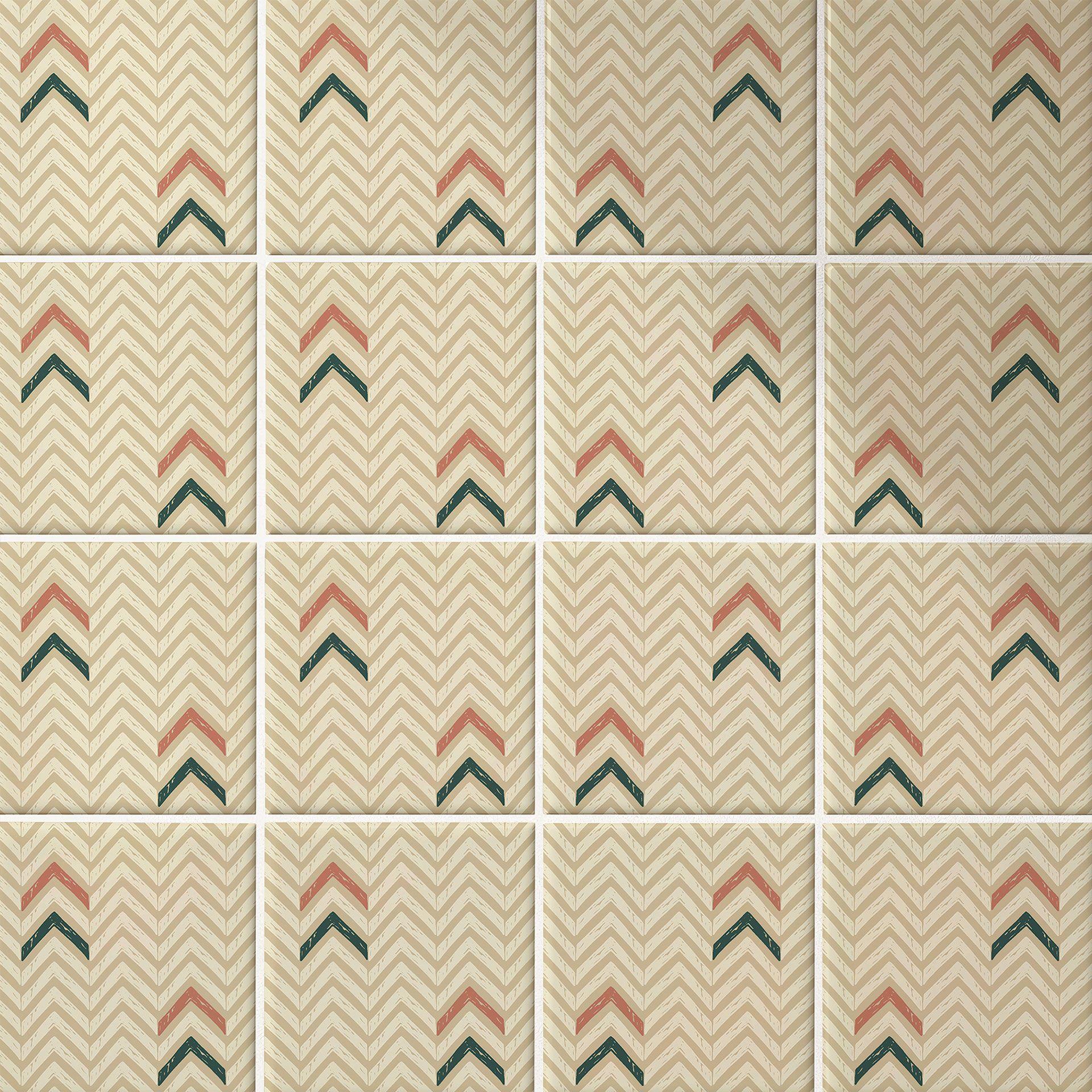 Azulejos Adhesivos Boho - espiga arena rojo marrón verde - lote de 12