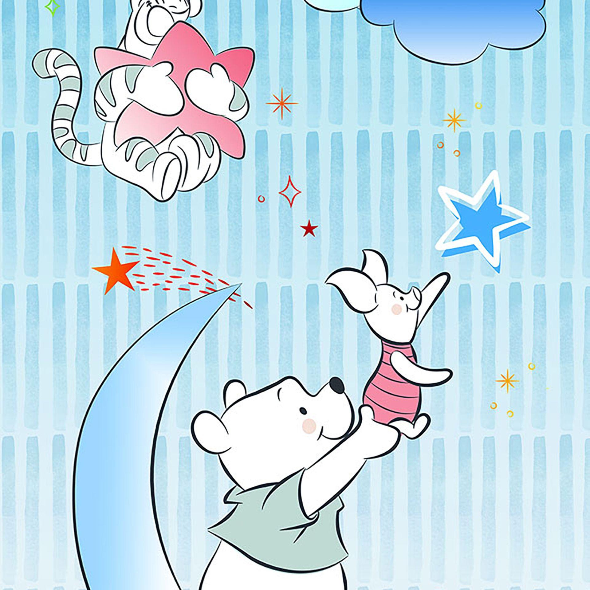 Tapet - Winnie the Pooh Grisling og stjerner - 100 x 280 cm