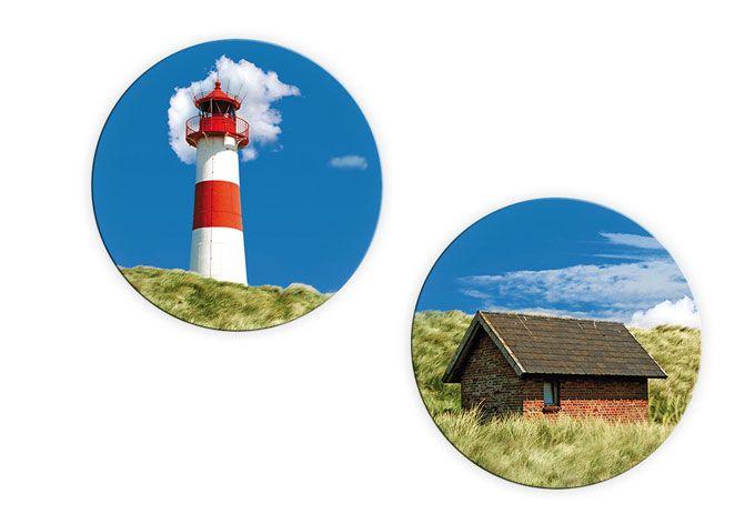 Tableau en verre - Phare sur Colline (2-pièces) - rond