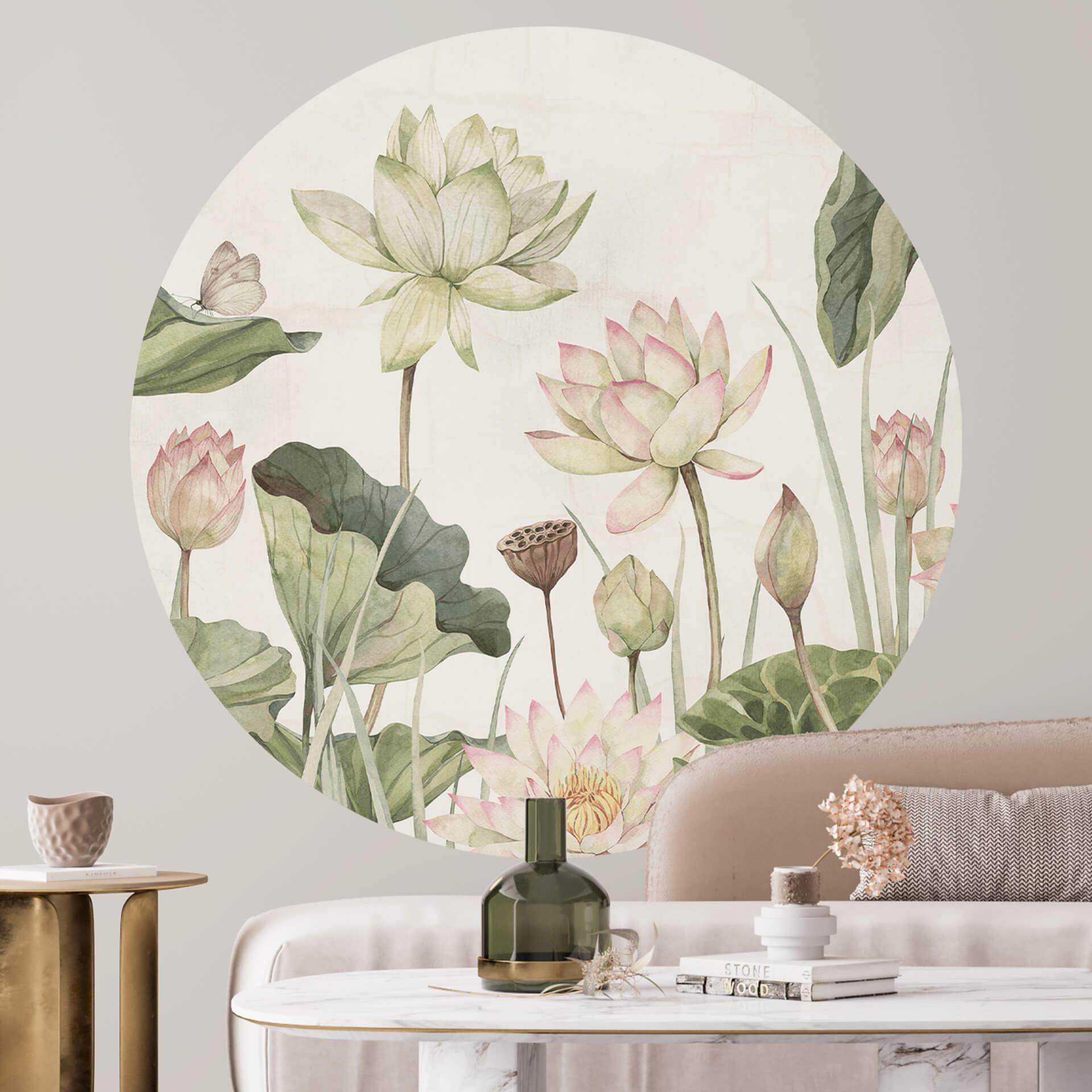 Wallsticker Sir Edward - Åkandeidyl i pastel - Rund