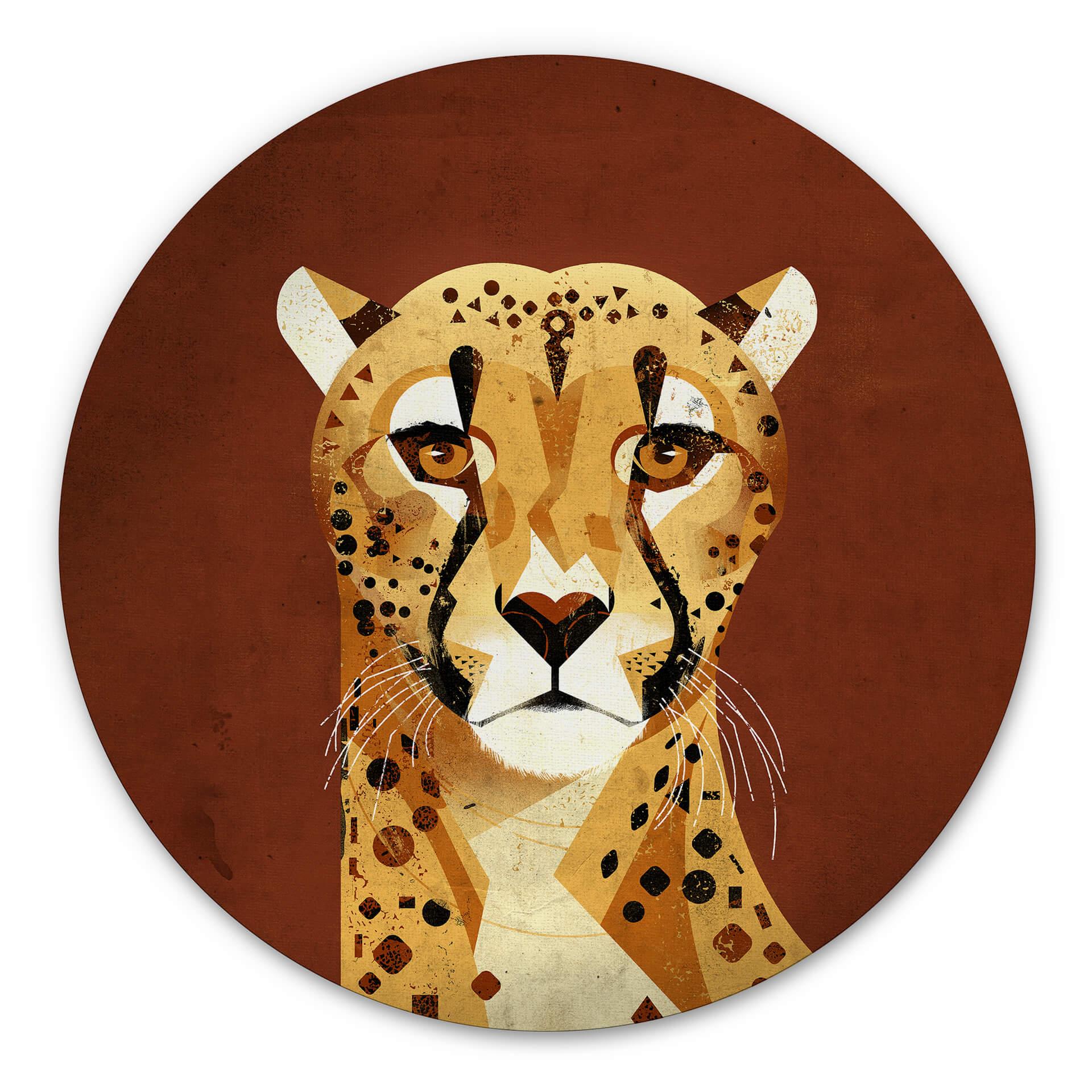 Tableau sur alu-Dibond rond Braun - Guépard