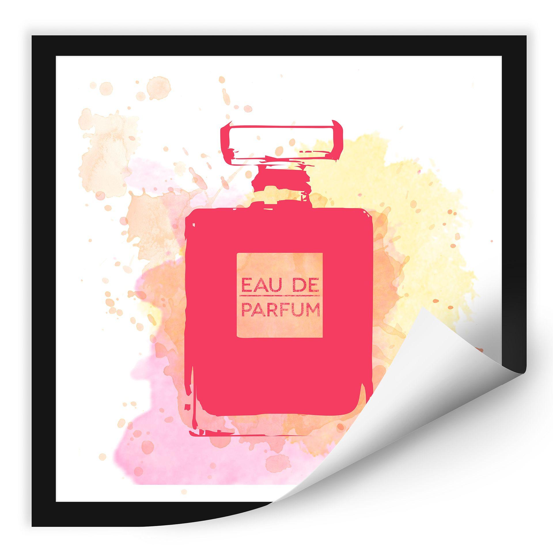 Zelfklevende Poster  Eau de Parfum Aquarel - pink