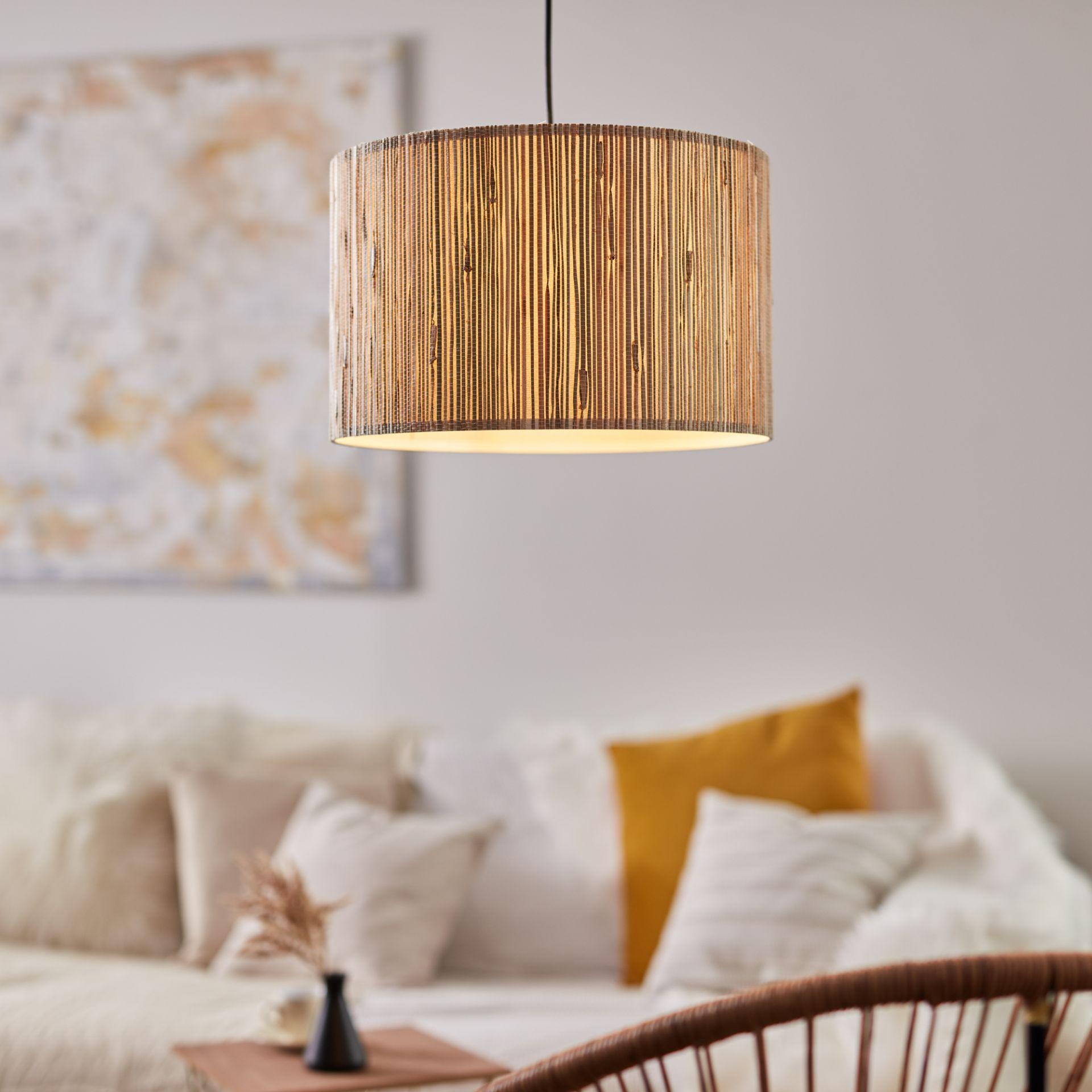 Pendelleuchte Valentin, braun, 120 x 35 cm, Seegras Pendellampe