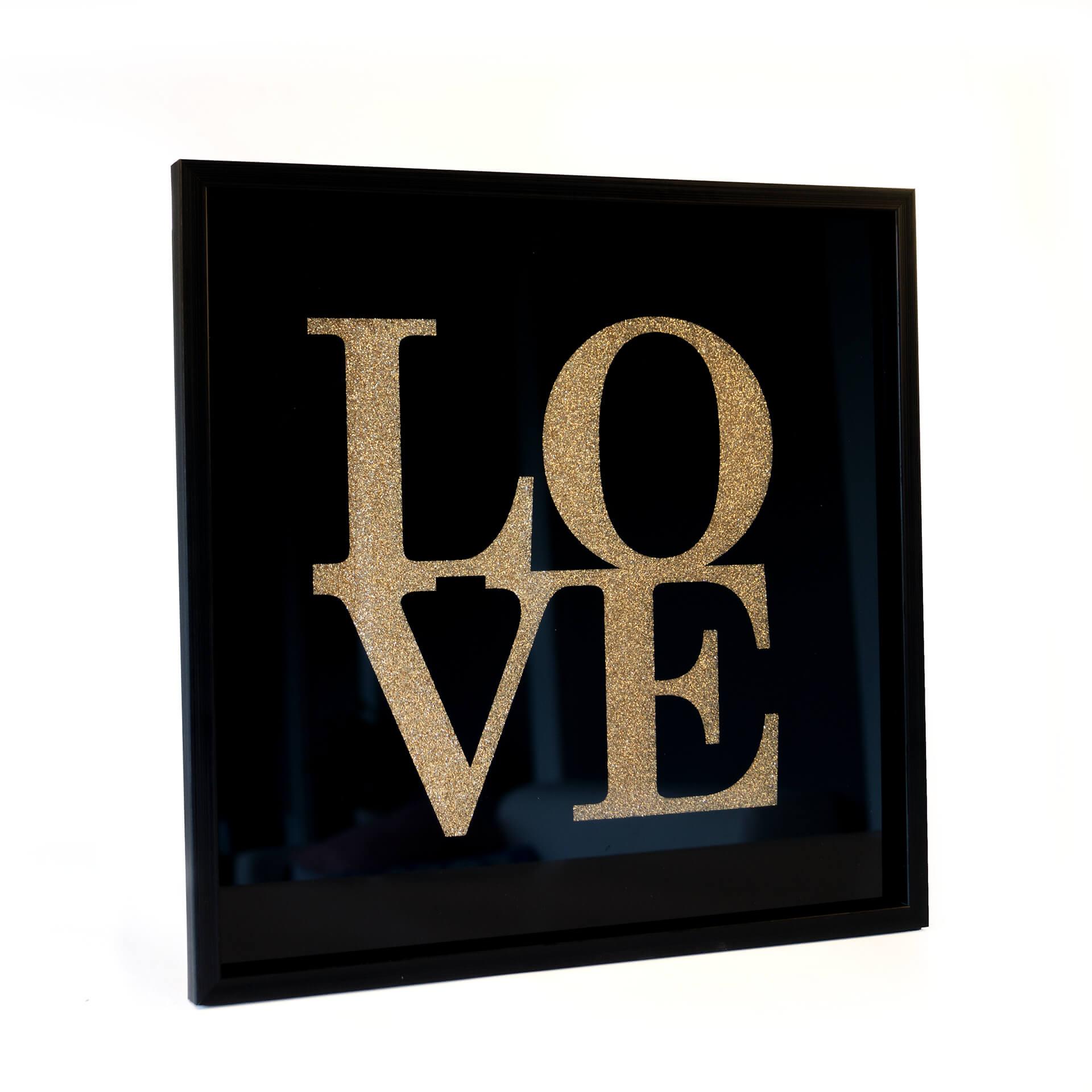 Wanddecoratie Love - Gouden glitters