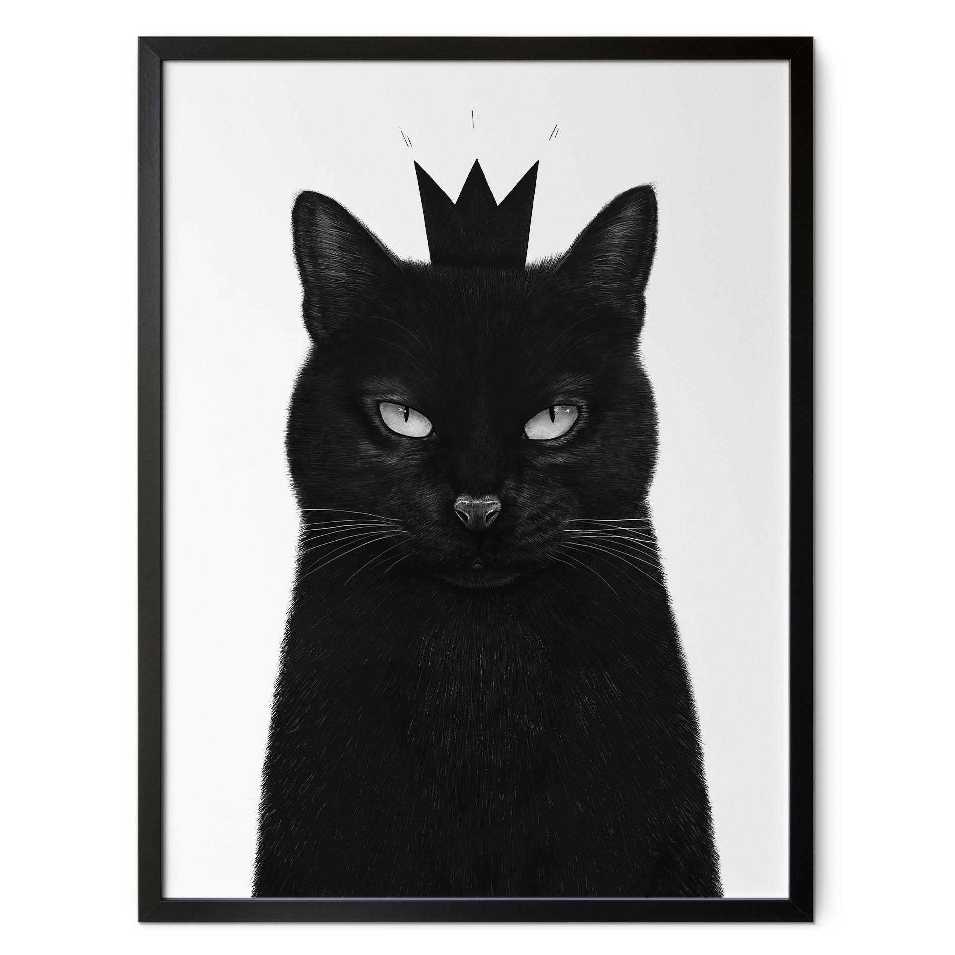 Póster Gato negro con corona - Korenkova